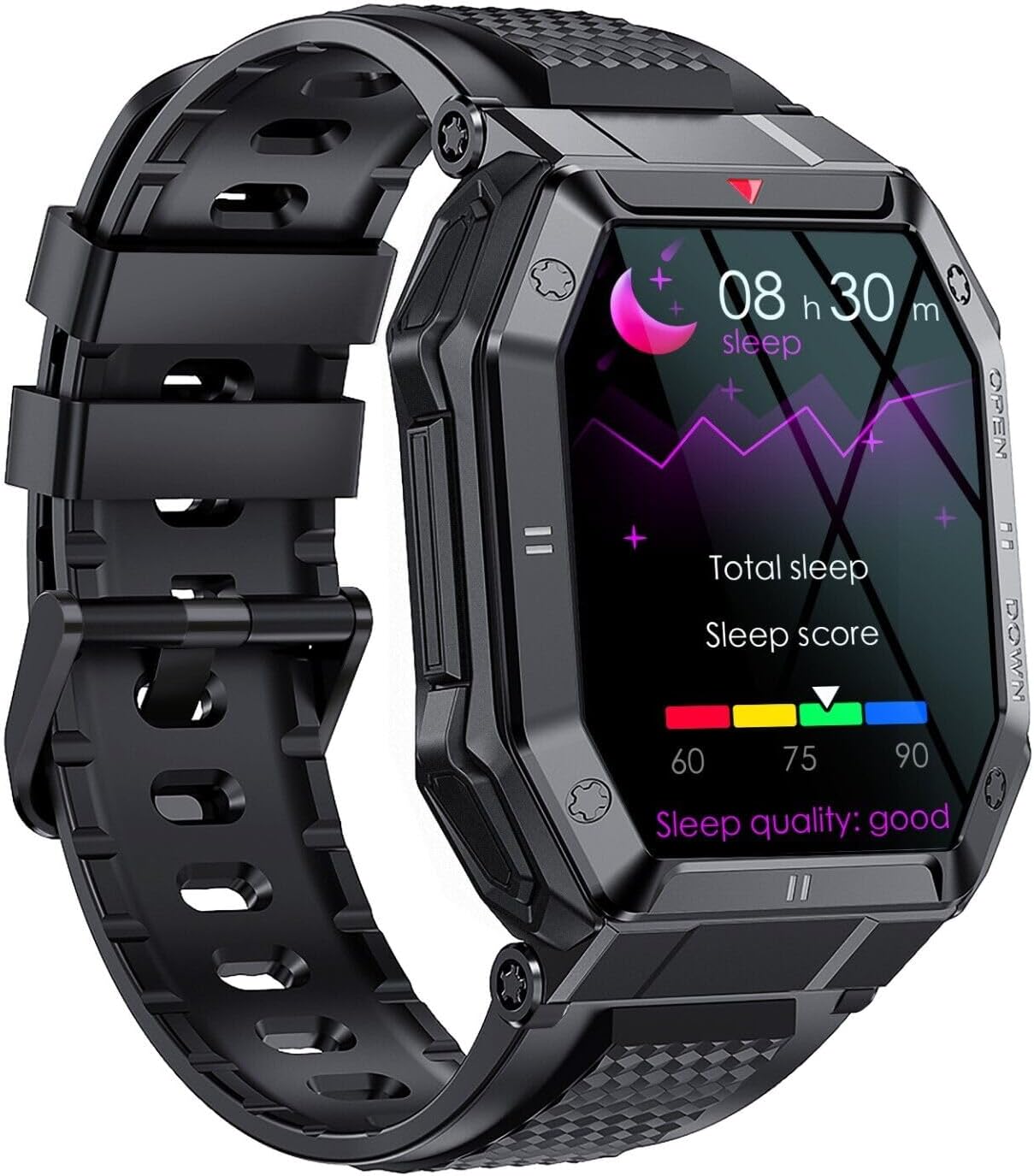 Reloj inteligente militar para iPhone 13 Pro para hombres (respuestahacer llamadas), reloj inteligente táctico HD de 1.85 pulgadas, resistente reloj