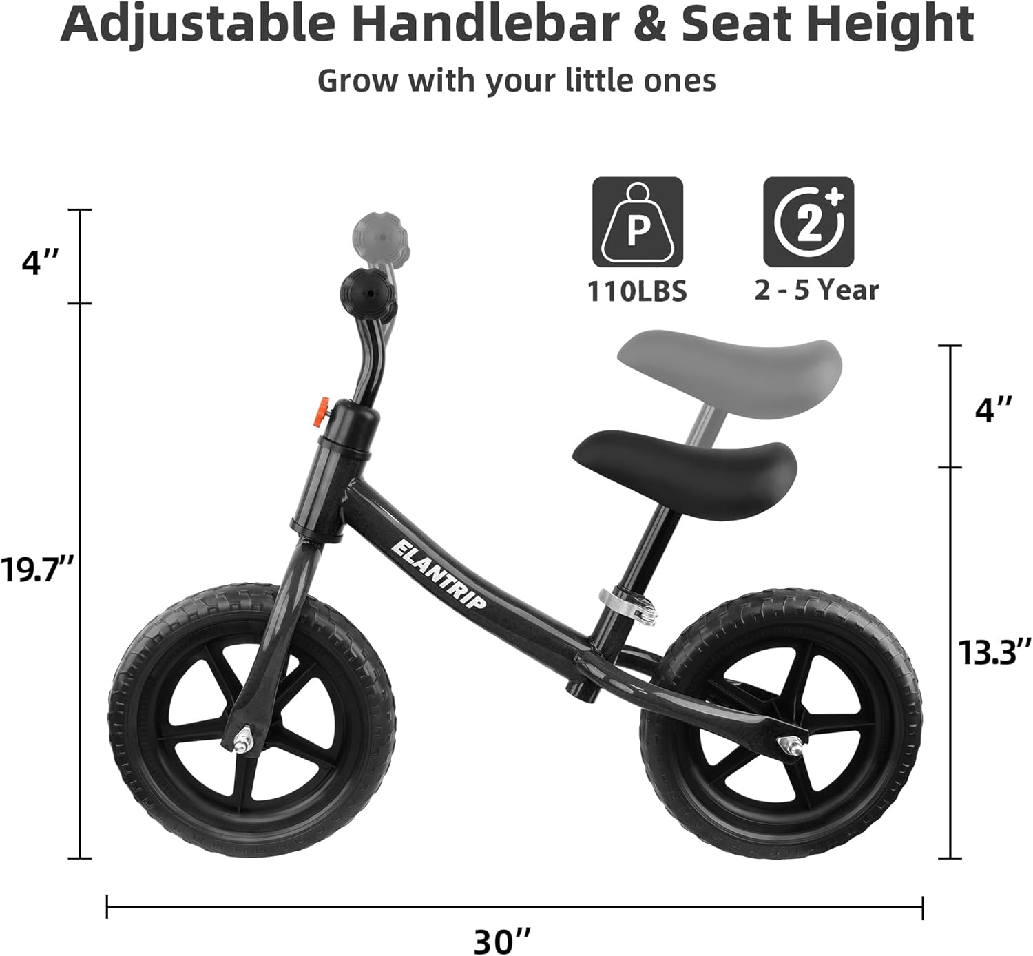 Elantrip Bicicleta de equilibrio para niños, juguetes de regalo de cumpleaños para niños y niñas de 1 a 3 años, bicicletas sin pedales para niños