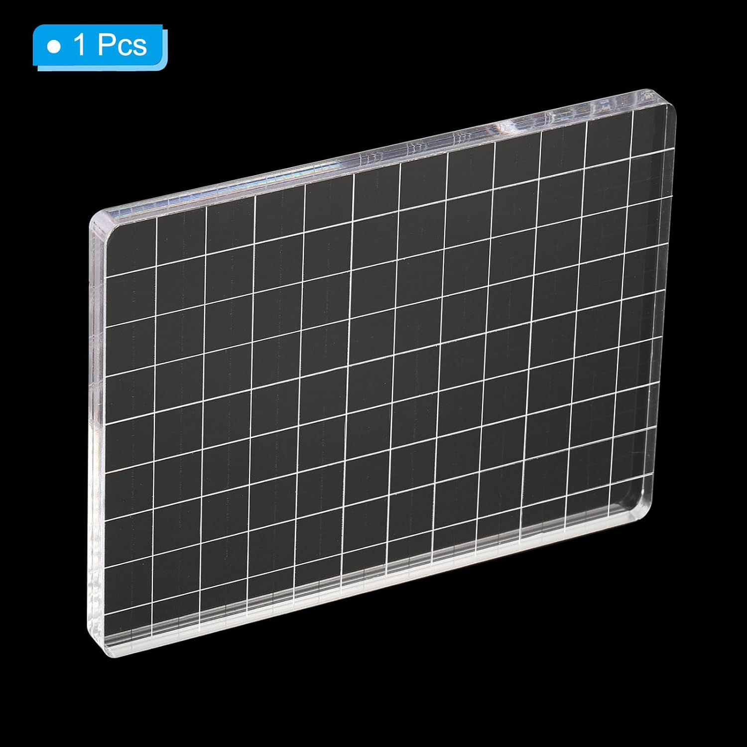 PATIKIL Bloque de sello acrílico de 5 x 3.5 pulgadas, bloque de estampado transparente con líneas de cuadrícula, bloques de montaje decorativos