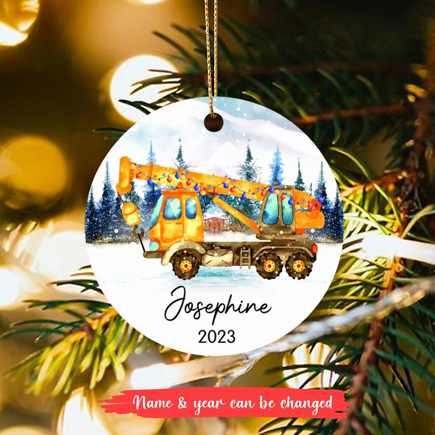 Adorno de Navidad de camión grúa, adorno de Navidad de camión 2024, adornos personalizados para niños, adorno de camión grúa, regalos de Navidad