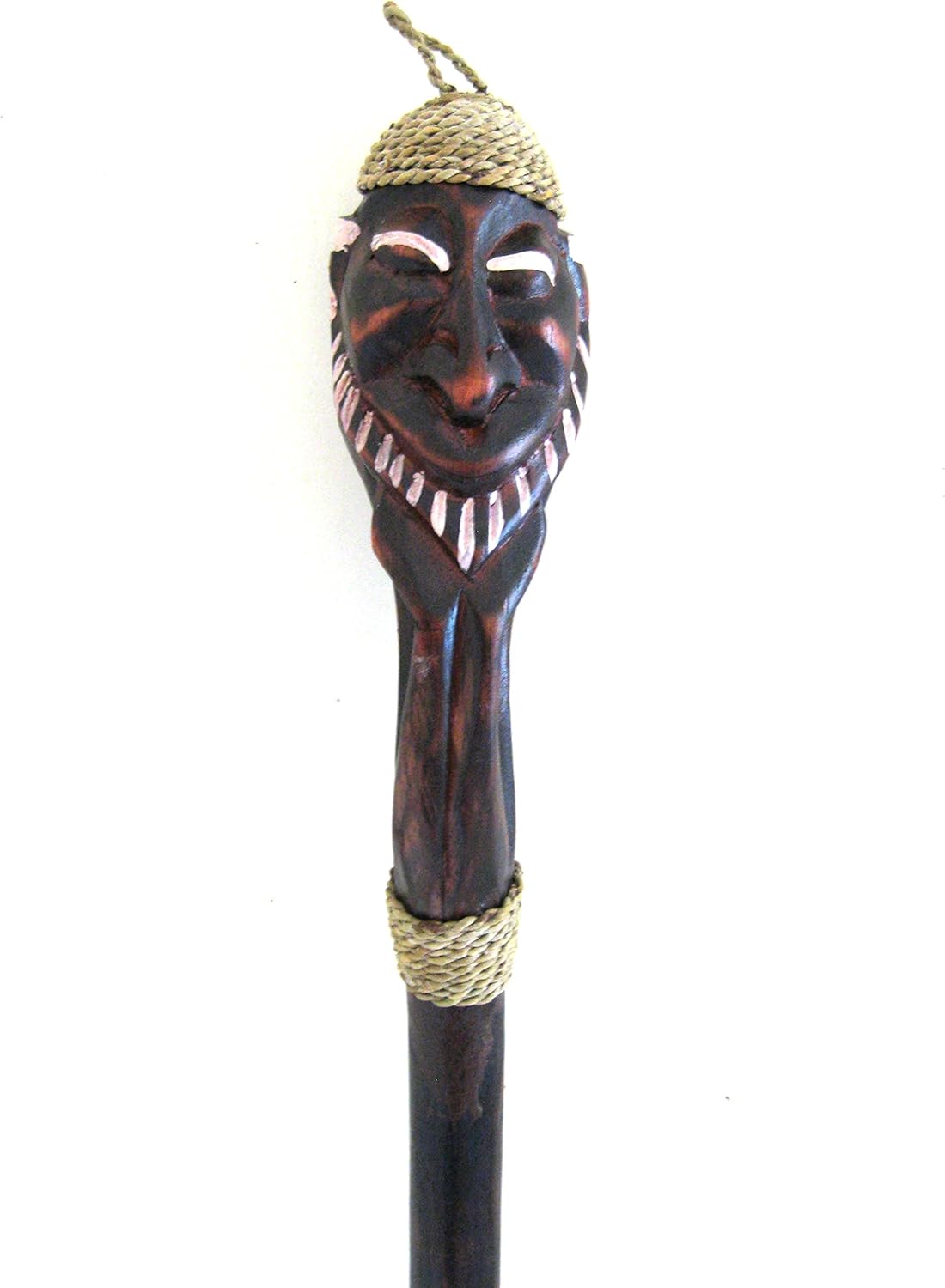 Oma Bastón de madera tallada a mano Tiki God African Tribal Walking Stick Arte africano – Marca OMA Federal (TM)