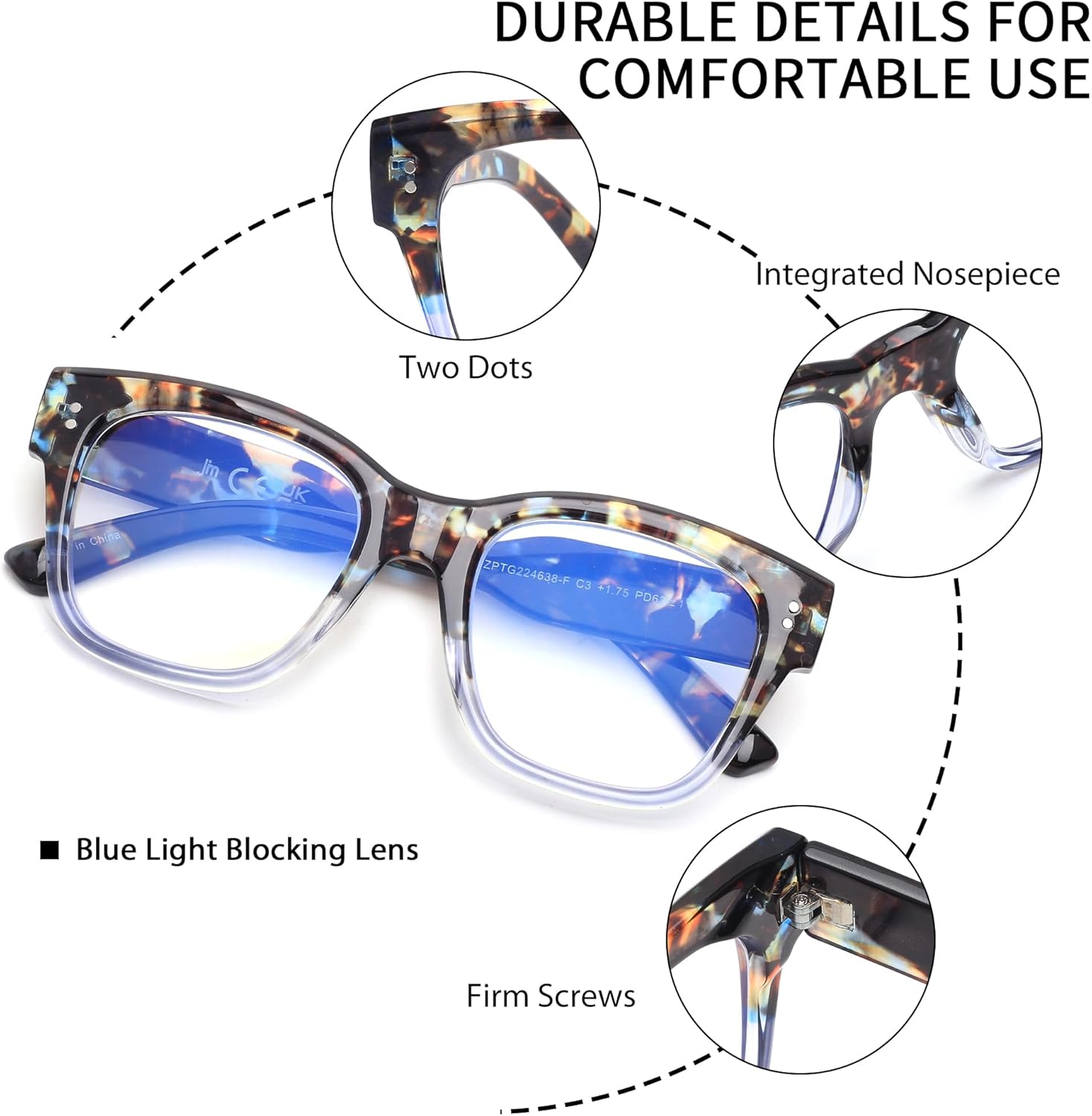 JM – Paquete de 3 lentes de lectura estilo Oprah para mujeres y hombres, cuadrados de gran tamaño, con bloqueo de luz azul