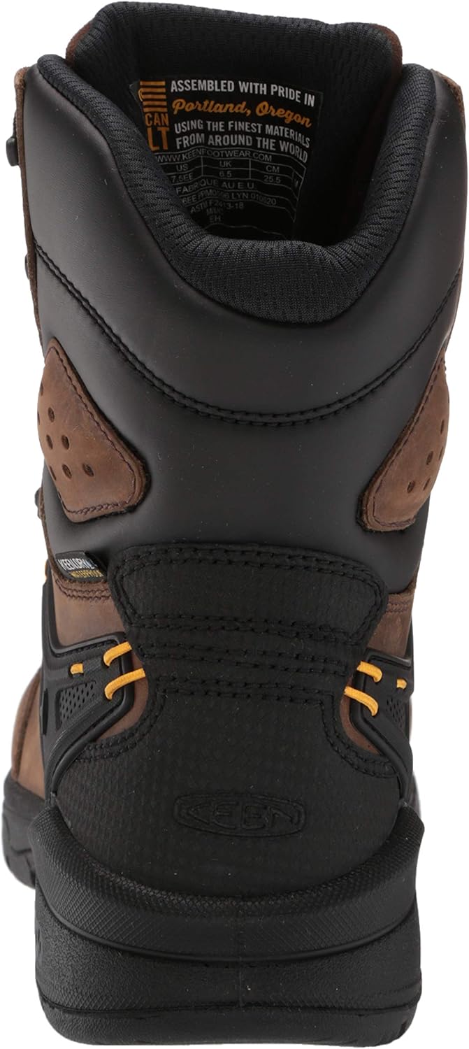 KEEN Utility Botas de trabajo Dover de cuero impermeable con punta compuesta de 8 pulgadas para hombre