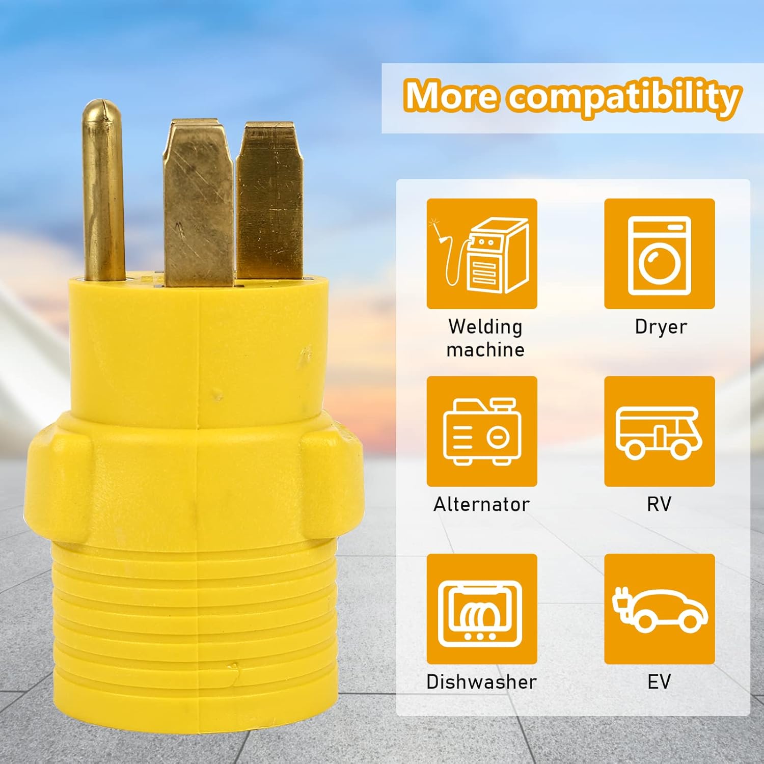 HDWS NEMA 14-50P a 6-50R – Conector adaptador de soldador, conector macho de 50 amperios de 4 clavijas a adaptador de receptáculo hembra de 3