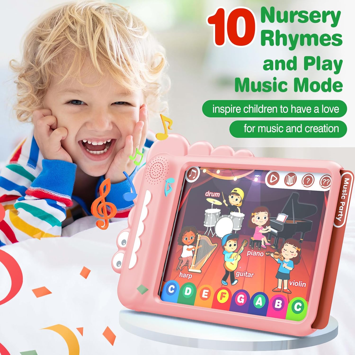 TALONITE Play & Learn Pad – Tarjetas didácticas parlantes juguetes de aprendizaje con 22 lecciones divertidas para niños y niñas, tableta educativa