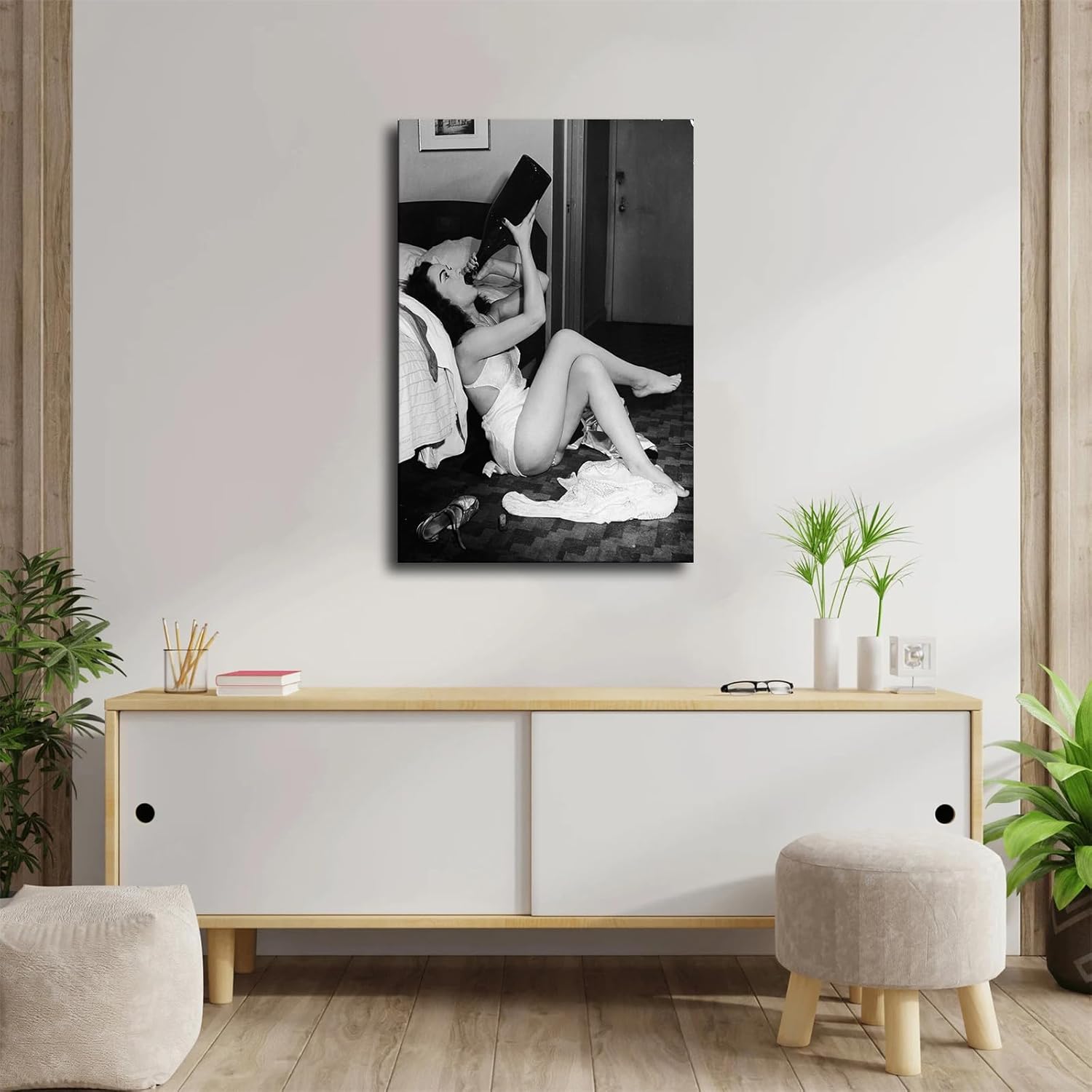 Woman Drinking Prohibition – Póster de impresión vintage feminista de los años 20, lienzo de pintura en lienzo, arte de pared, impresión de imágenes