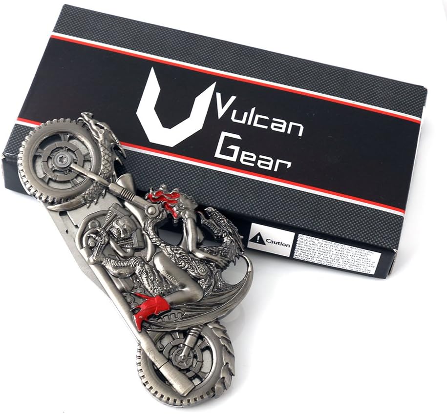 Dragon Riding with Naked Girl Chopper – Cuchillo plegable con mango de metal para motocicleta