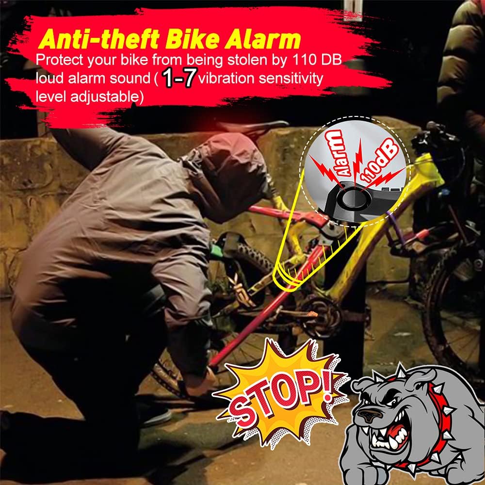 ONVIAN Luz trasera inteligente para bicicleta con señales de giro, alarma de bicicleta con mando a distancia, luz trasera recargable, luces de