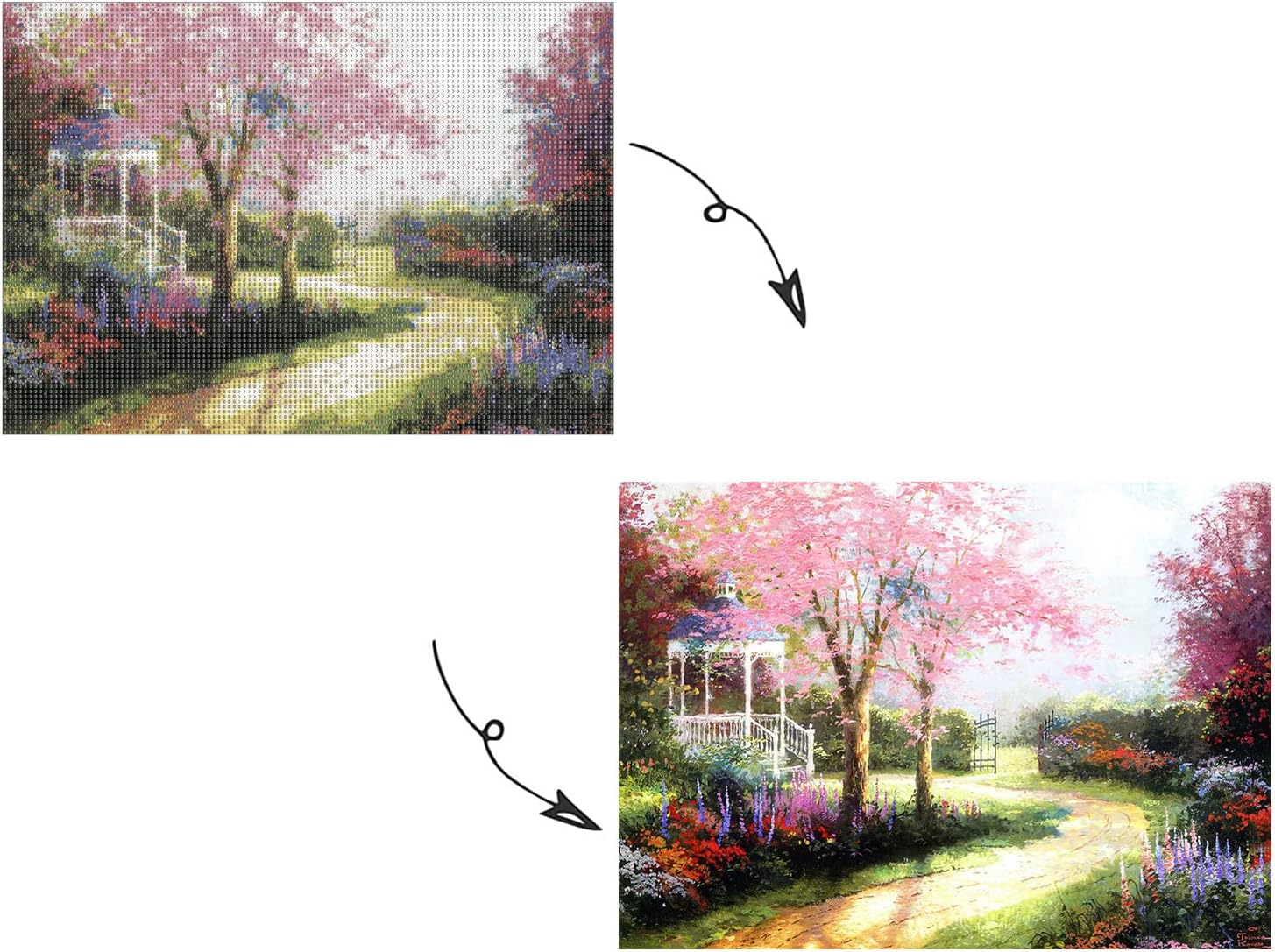 SIDENUO Kit de diamantes de camino de flores de árbol 5D para adultos, paisajes de otoño, pintura de paisaje, manualidades para decoración de pared