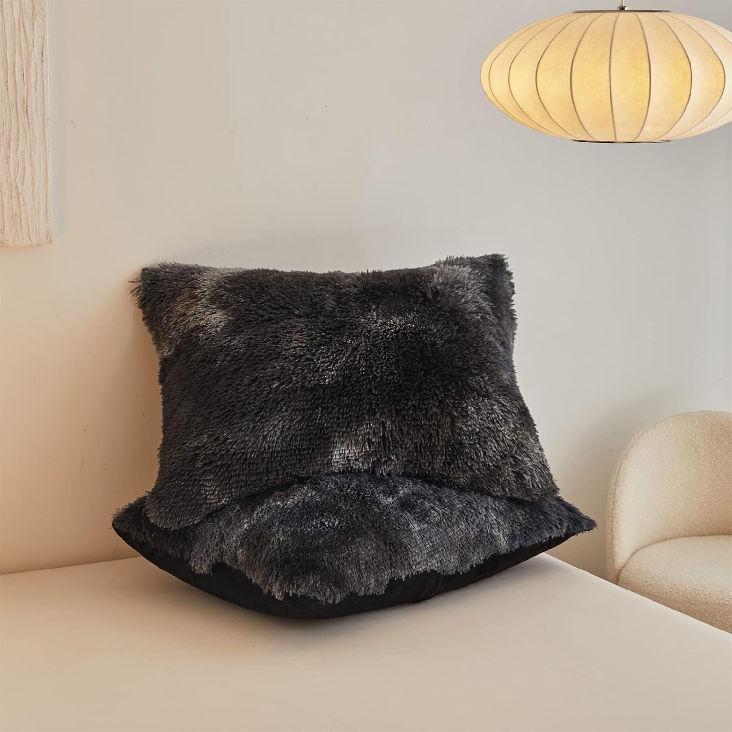 Juego de funda de edredón de felpa lanuda súper suave y esponjosa de pelo sintético, juego de ropa de cama de lujo de 3 piezas (1 funda de edredón +