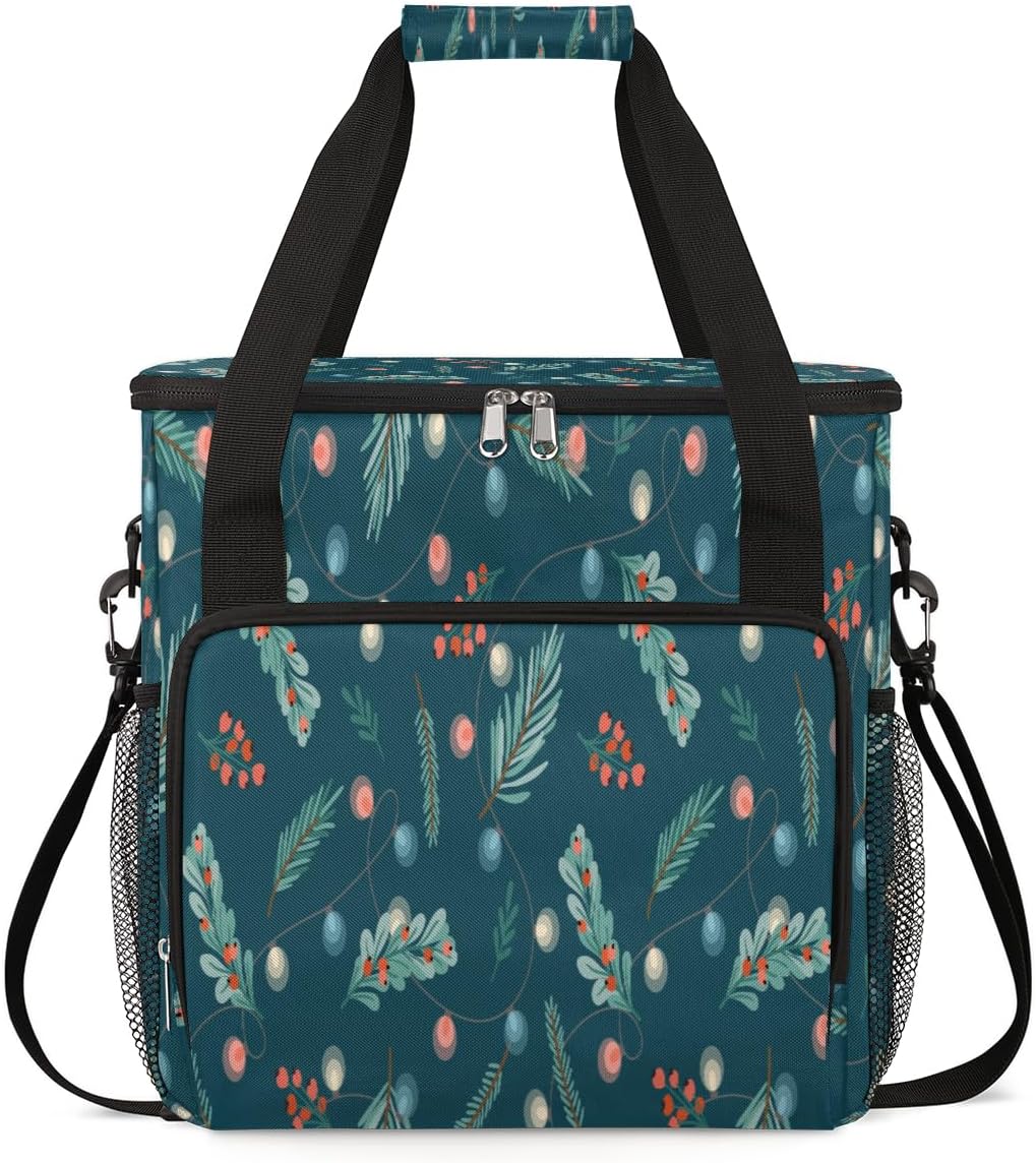FengQuGou Bolsa de café de Navidad con guirnalda de piñas y piñas, bolsa de transporte de viaje, bolsa de almacenamiento compatible con Keurig