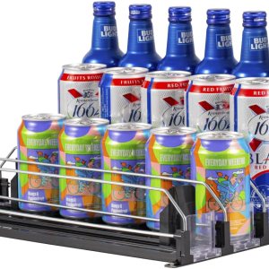 Rula Organizador de bebidas para refrigerador, dispensador de latas de soda autoempujable para refrigerador, negro, 4 filas, 16.2 pulgadas de Rula Organizador de bebidas para refrigerador, dispensador de latas de soda autoempujable para refrigerador, negro, 4 filas, 16.2 pulgadas de