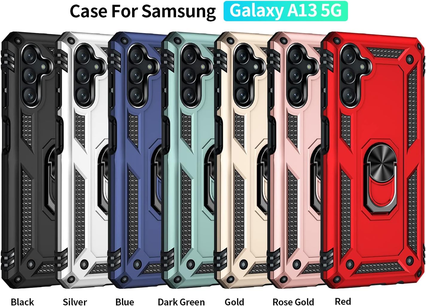 SunRemex Samsung Galaxy A13 Case with Tempered Glass Screen ProtectorGalaxy A13 5G Case Kickstand Military Grade 16ft.Drop Tested Protective Cover