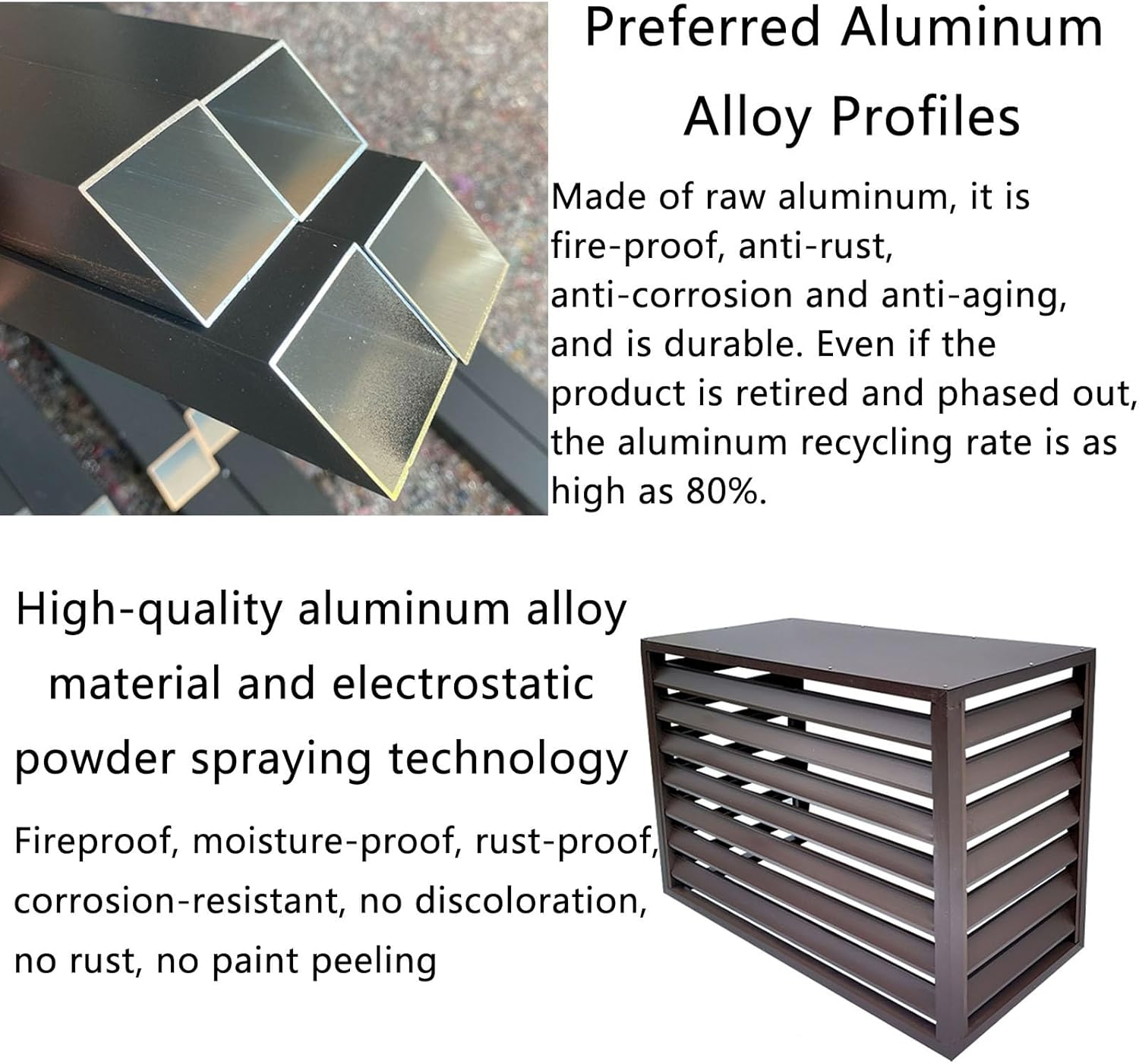 Cubierta de aluminio para aire acondicionado y bomba de calor, mini cubierta de aire acondicionado dividido para unidades exteriores, reducción de