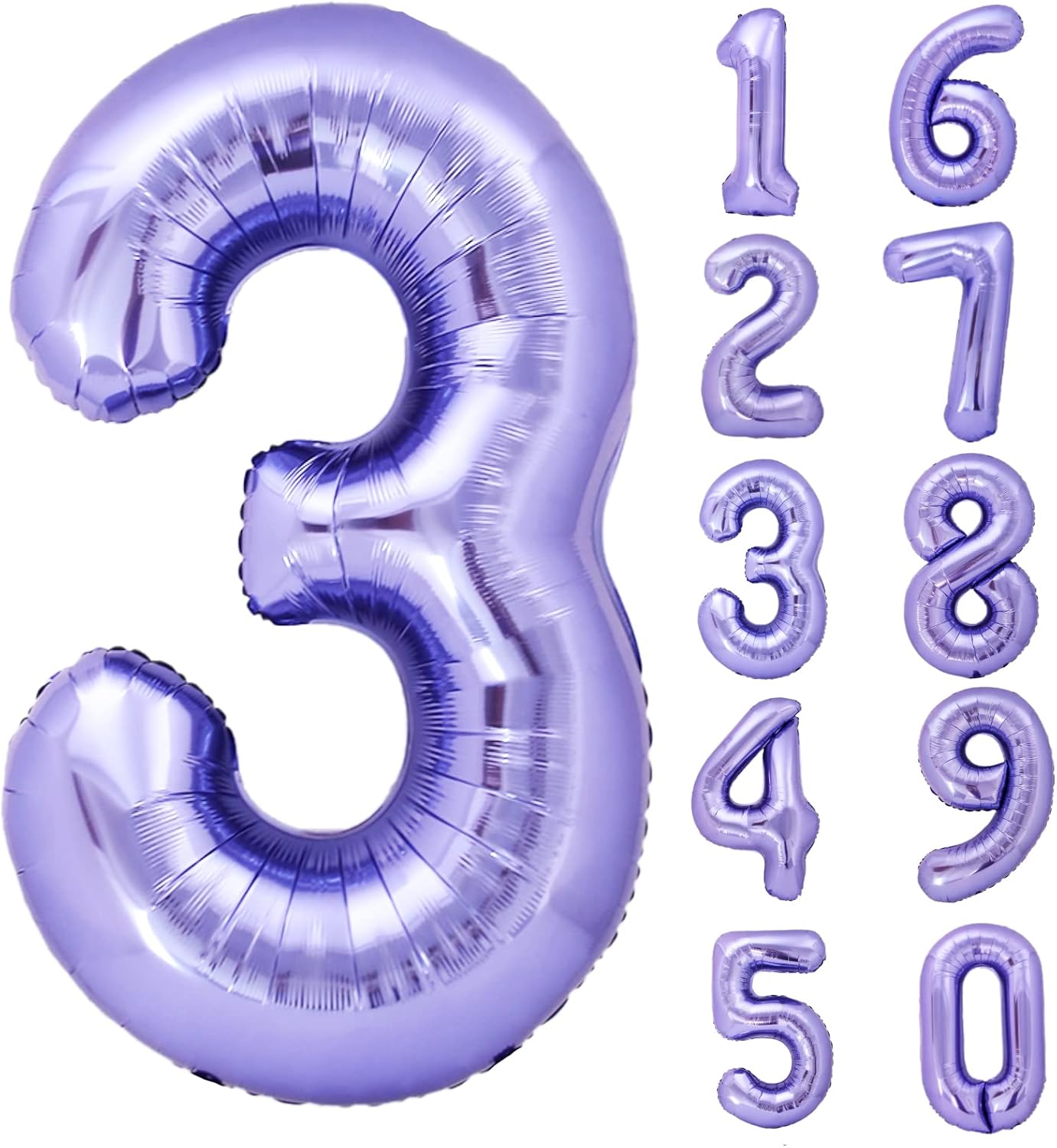 Globo morado gigante de 40 pulgadas con el número 3, globos de aluminio de Mylar con helio para fiestas de cumpleaños, decoraciones de tercer