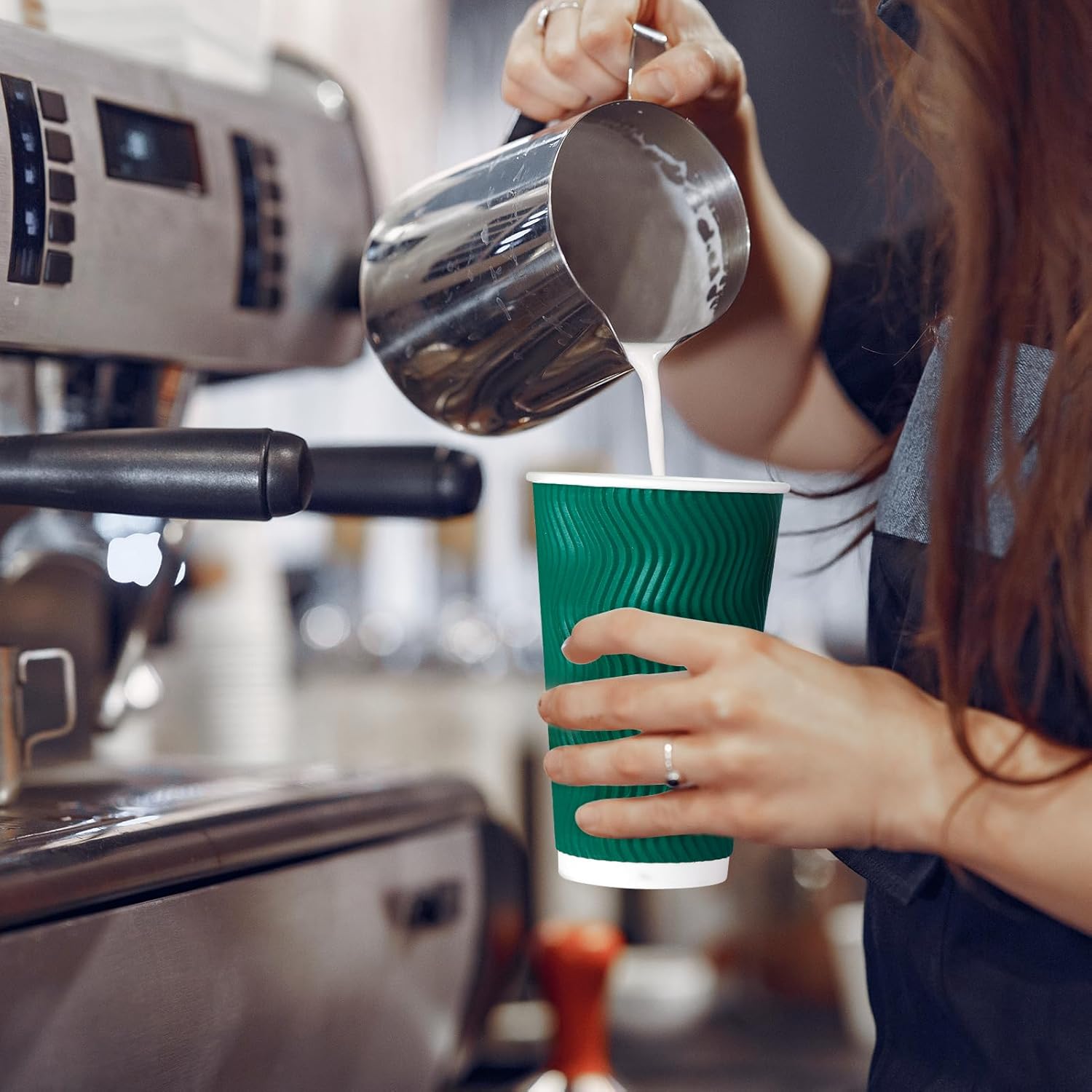 MUCHII Tazas de café de papel de 16 onzas, 90 tazas de café desechables multicolores, tazas de café caliente de papel ondulado aislado para café,