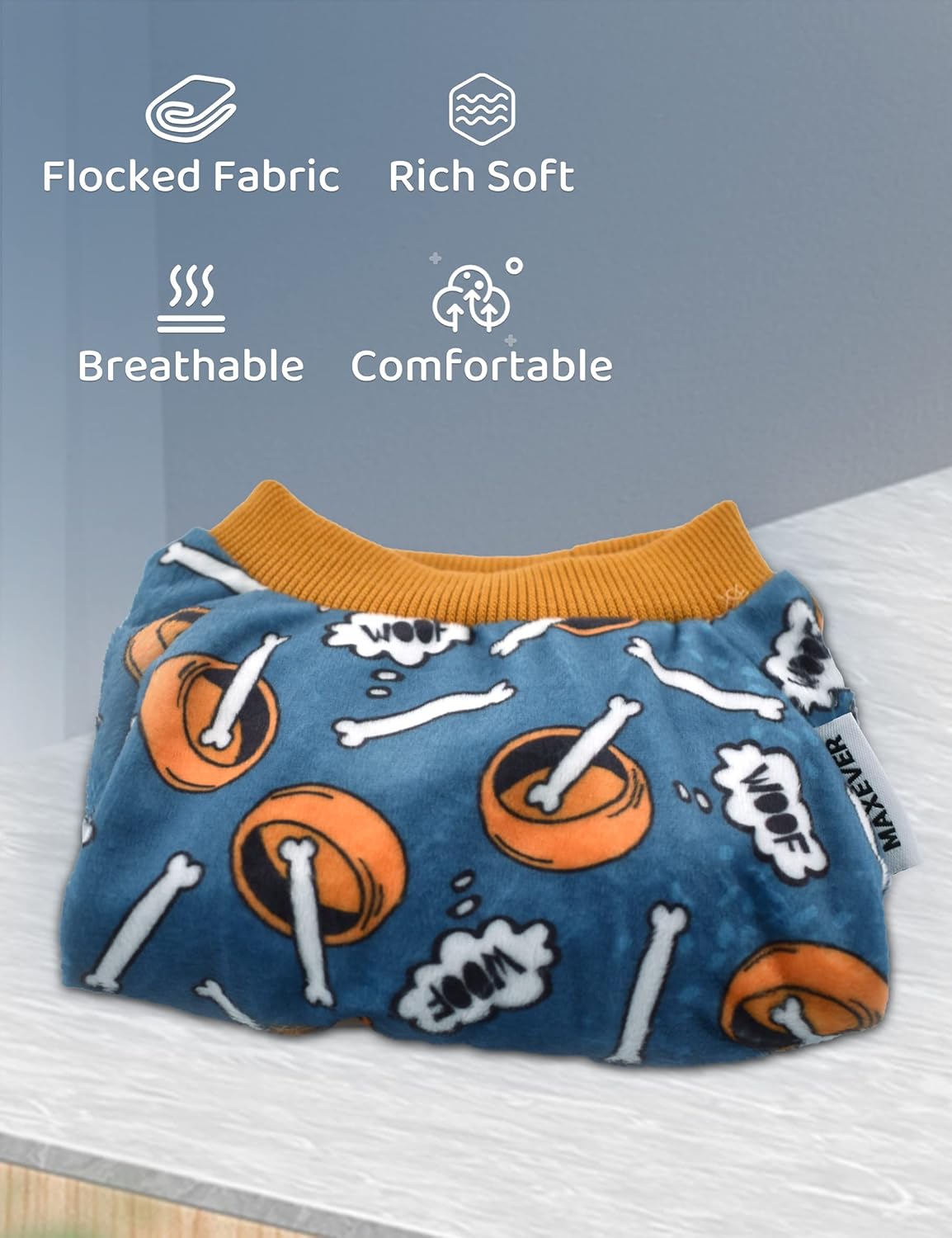 Pijama lindo para perros pequeños, pijama suave para cachorros, mameluco acogedor de una pieza, talla XS, patrón de huesos