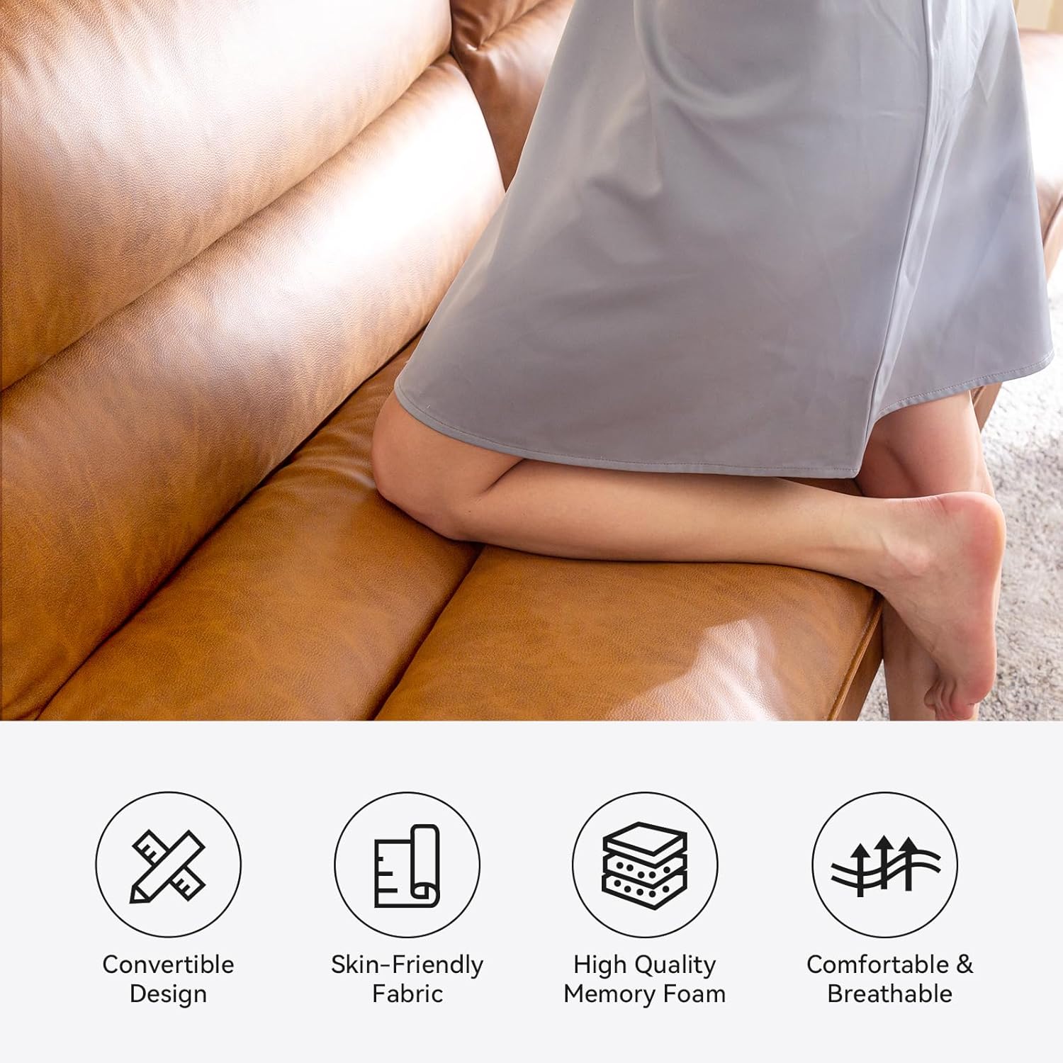 Sofá cama tipo futón convertible, sofá biplaza de espuma viscoelástica de piel sintética marrón, pequeño sofá europeo para espacios de vida