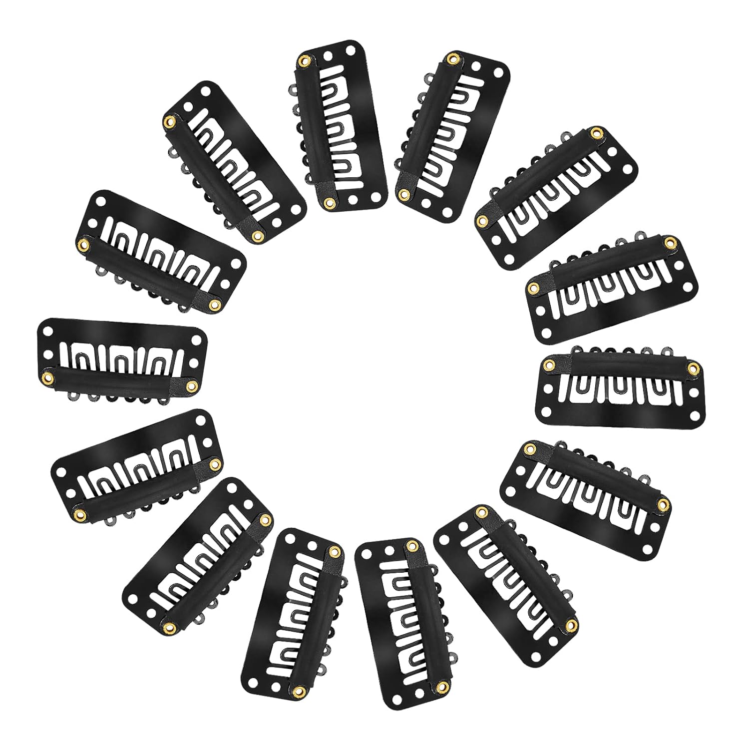 Yolev 50 pinzas para pelucas, pinzas de extensión de cabello, 6 dientes en forma de U, clips de extensión de cabello de silicona metálica para mujer