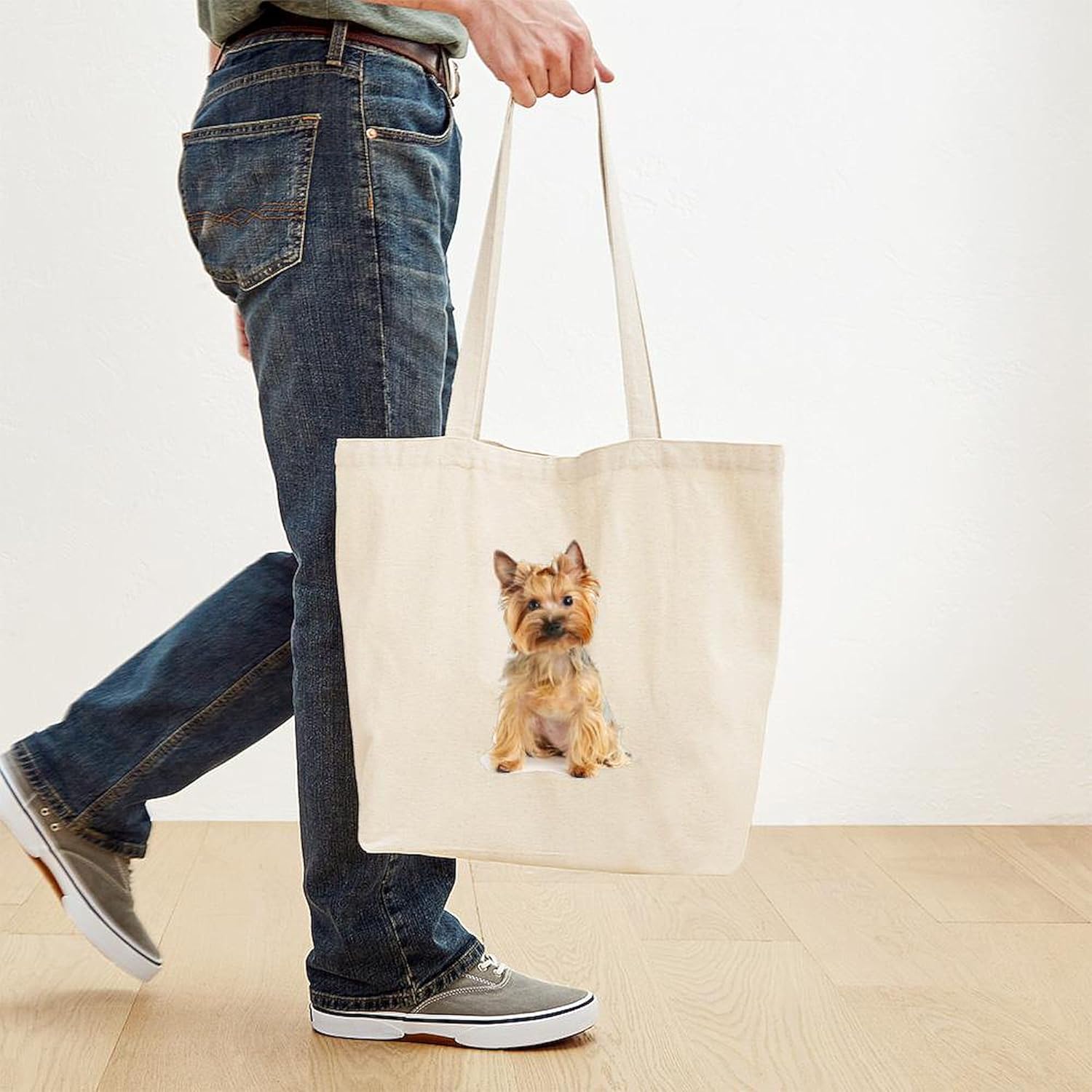 CafePress Yorkie – Bolsa de lona para compras, Caqui, Bolso tote Yorkie