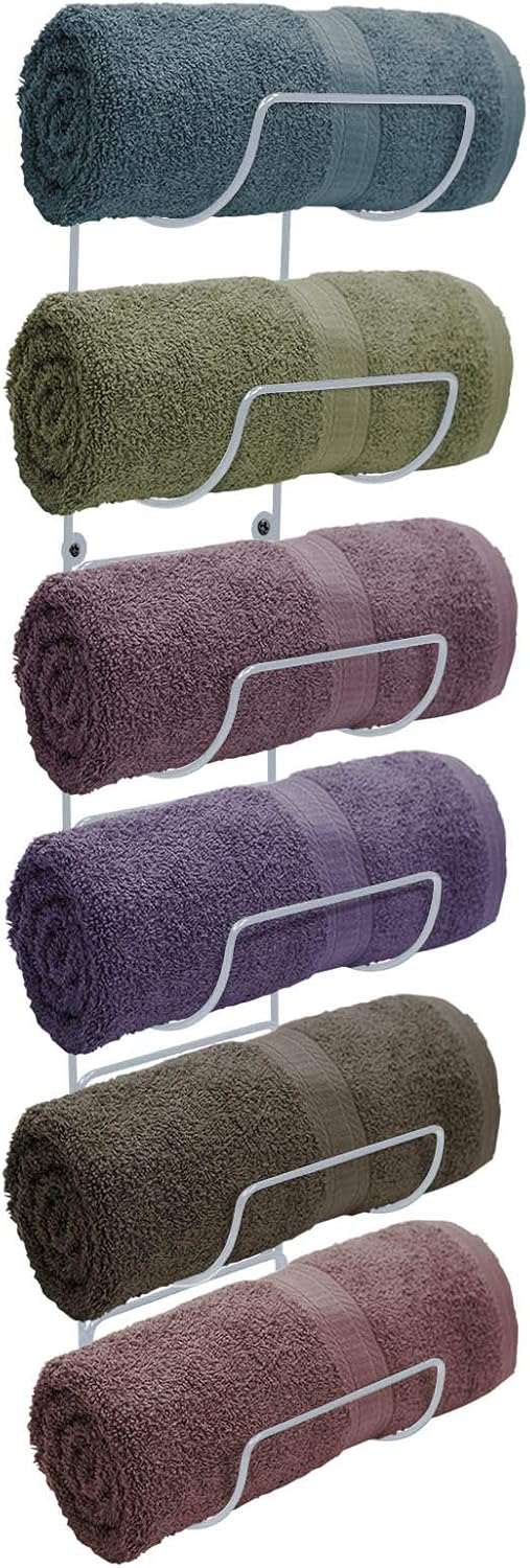 Sorbus – Toallero organizador de almacenamiento montado en la pared para toallas, paños, toallas de mano, ropa de cama, ideal para baño, spa, salón,