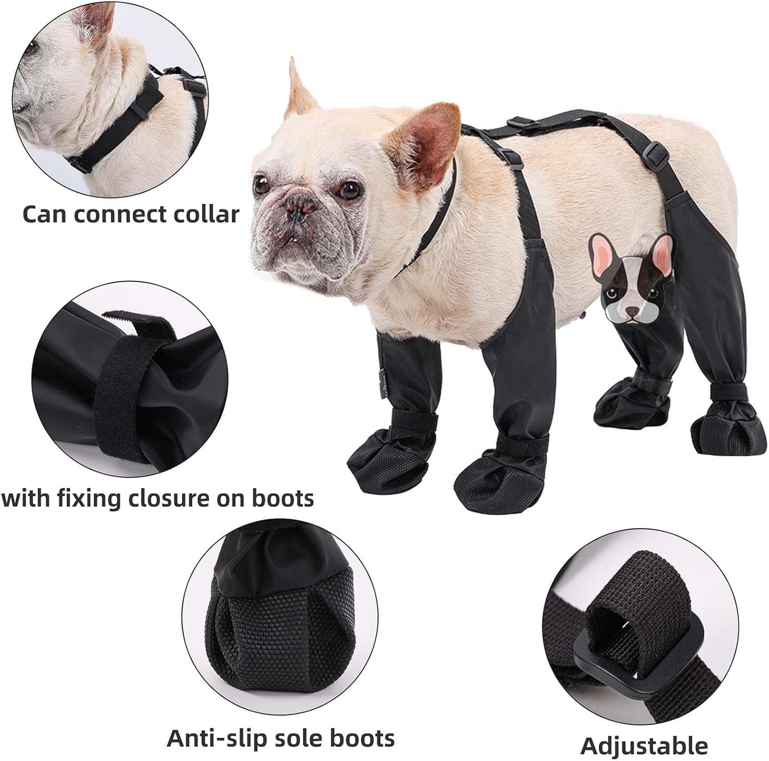 Botas impermeables antideslizantes para perros con suela de goma resistente, protector de patas de mascotas para perros pequeños y medianos, a