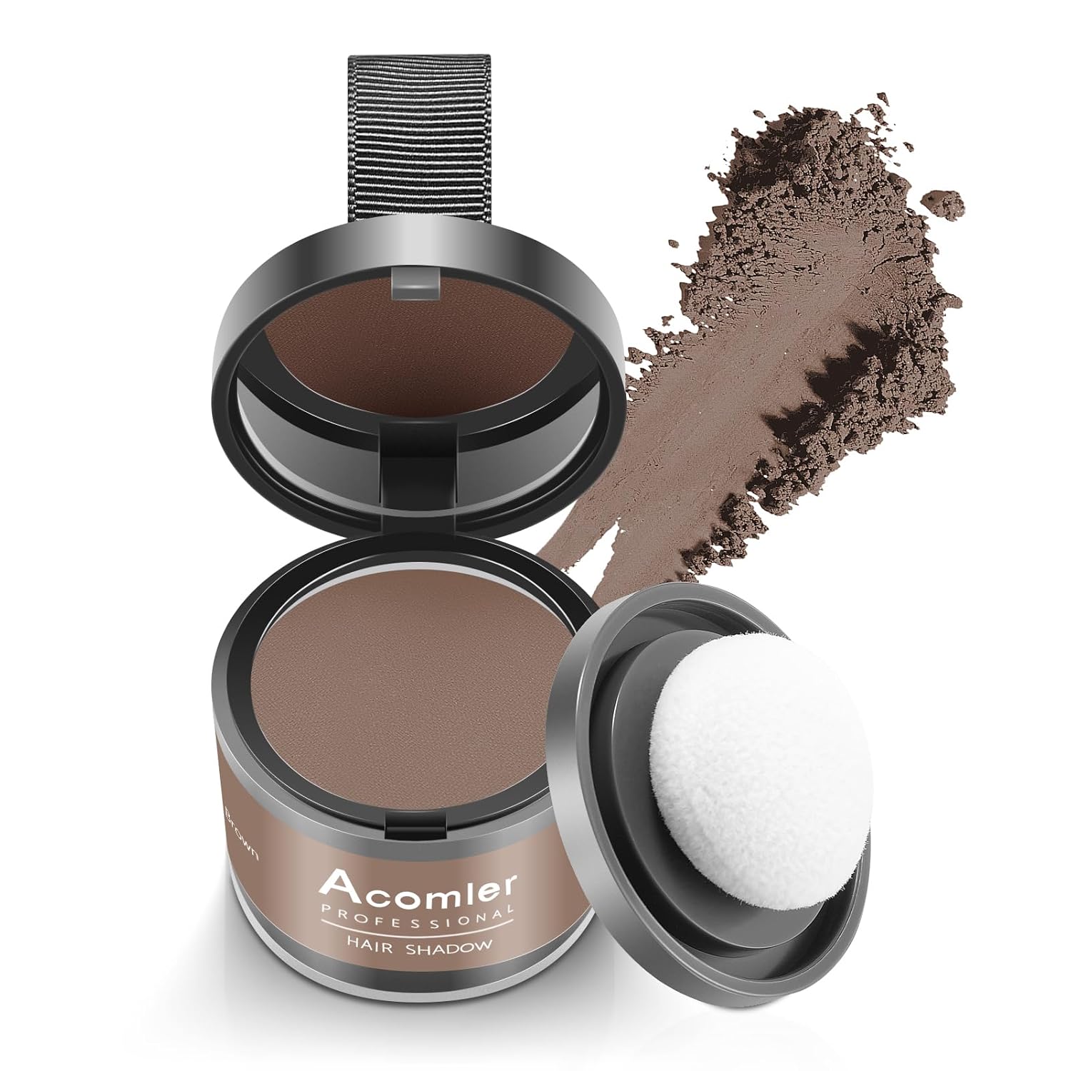 Acomler Polvo de sombra para cubrir instantáneamente la línea del cabello, polvo de cabello para retoque de raíz, marrón oscuro para cabello