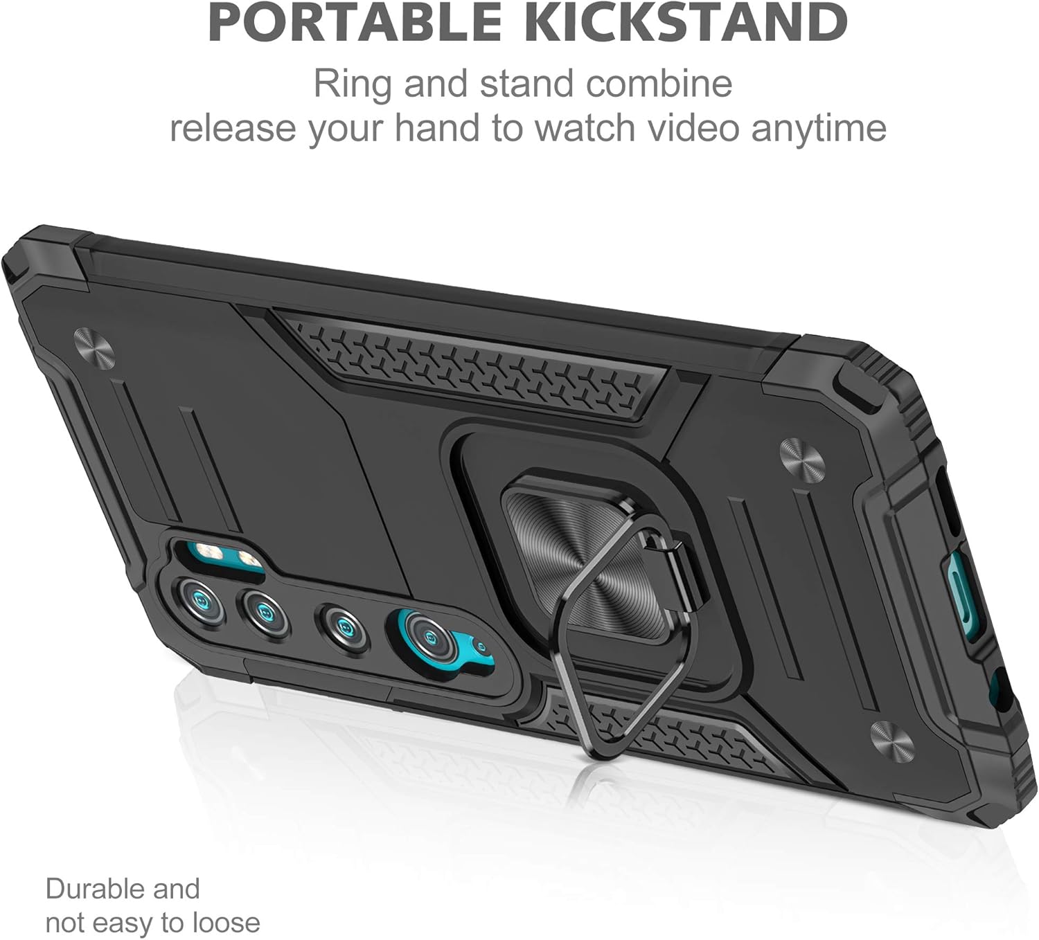 Asuwish Funda de teléfono para Xiaomi Mi Note 10Note10ProCC9 Pro con cubierta protectora de pantalla de vidrio templado y soporte de anillo delgado
