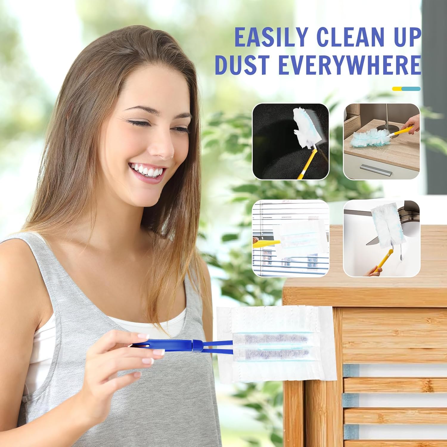 30 repuestos de plumero compatibles con Swiffer Dusters 180  Mango extensible, reemplazo de plumero multisuperficie resistente de 180 con 1 mango
