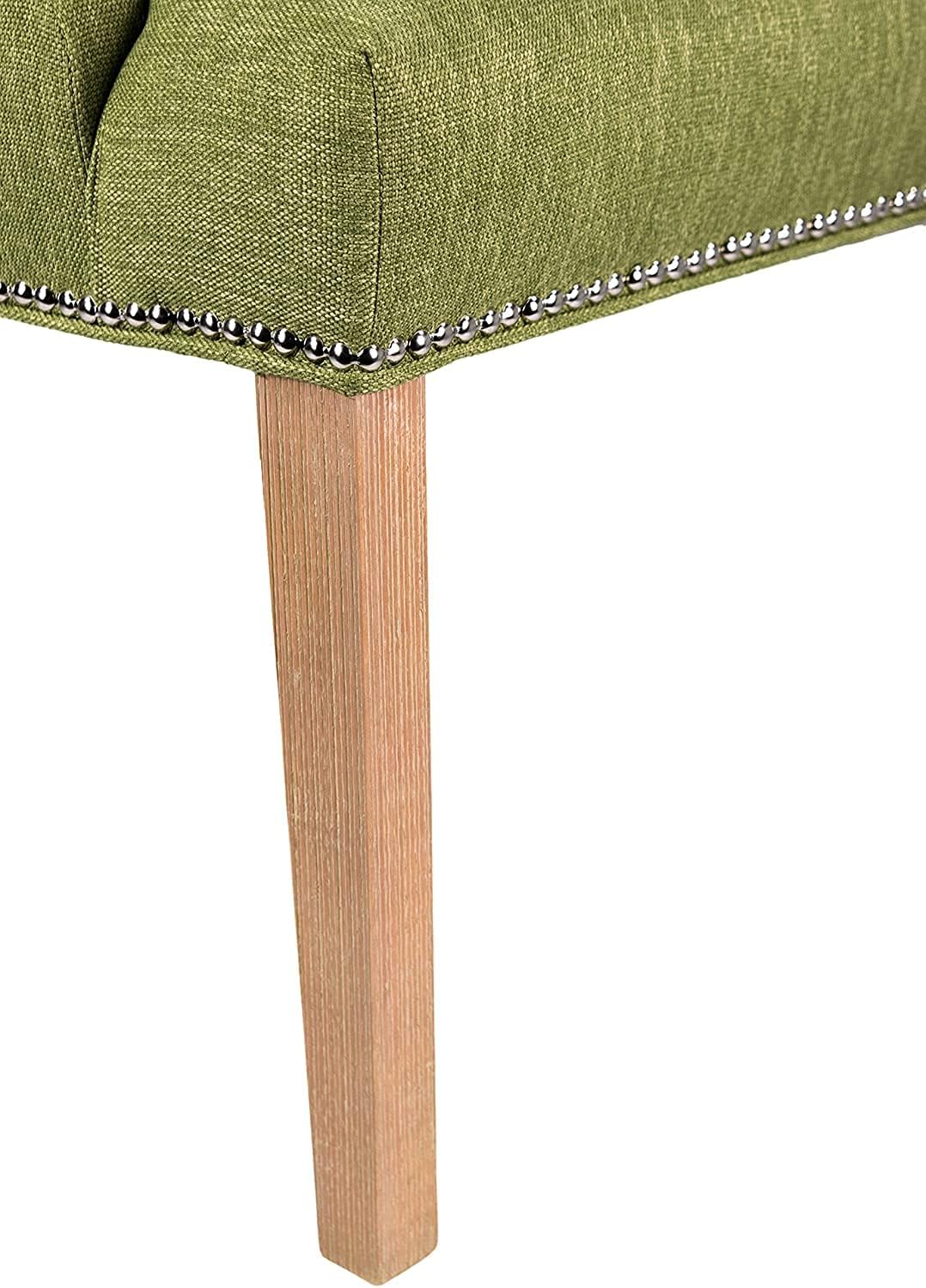 Sole Designs Marie Collection – Silla auxiliar de comedor doble tapizada con detalles de cabeza de clavo, color verde