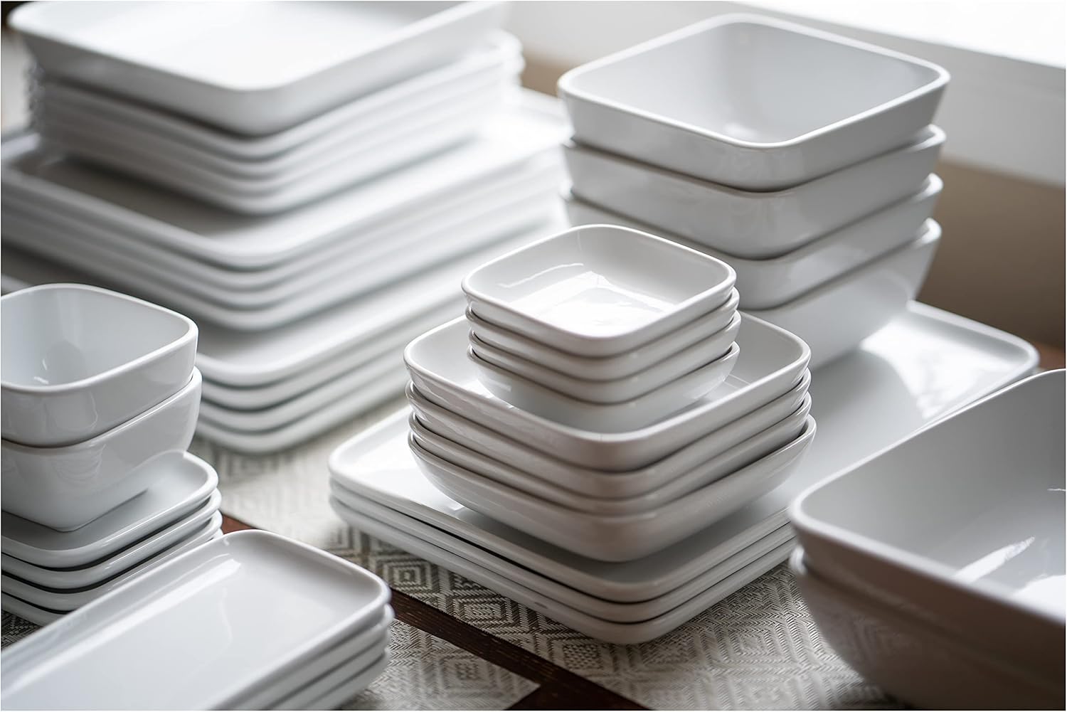 BIA Cordon Bleu Modulari – Juego de 2 platos rectangulares surtidos de porcelana, tamaño mediano (12 x 8 pulgadas), grande (12 x 3.75 pulgadas)