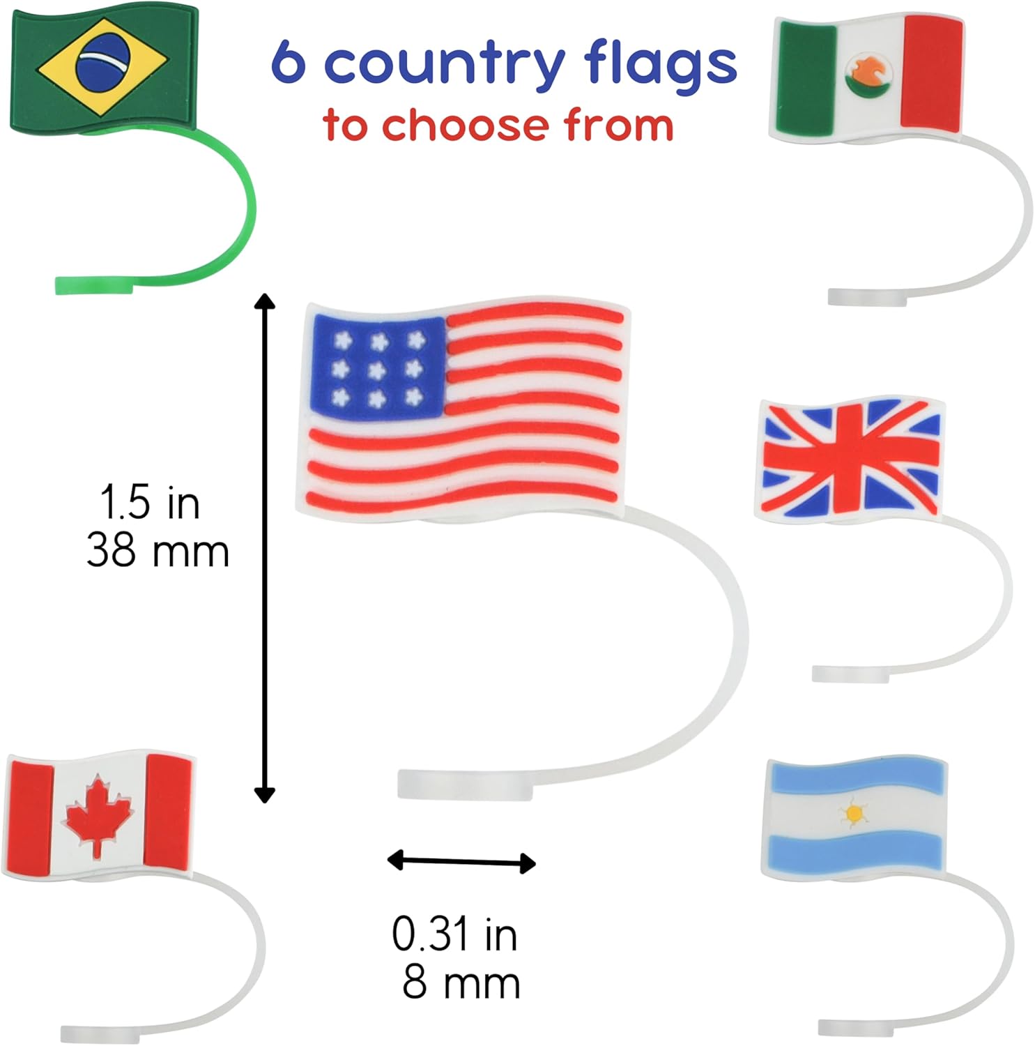 6 fundas para popotes Stanley, con temática de bandera de varias naciones para vasos de 30 y 40 onzas, a prueba de polvo, a prueba de derrames, para