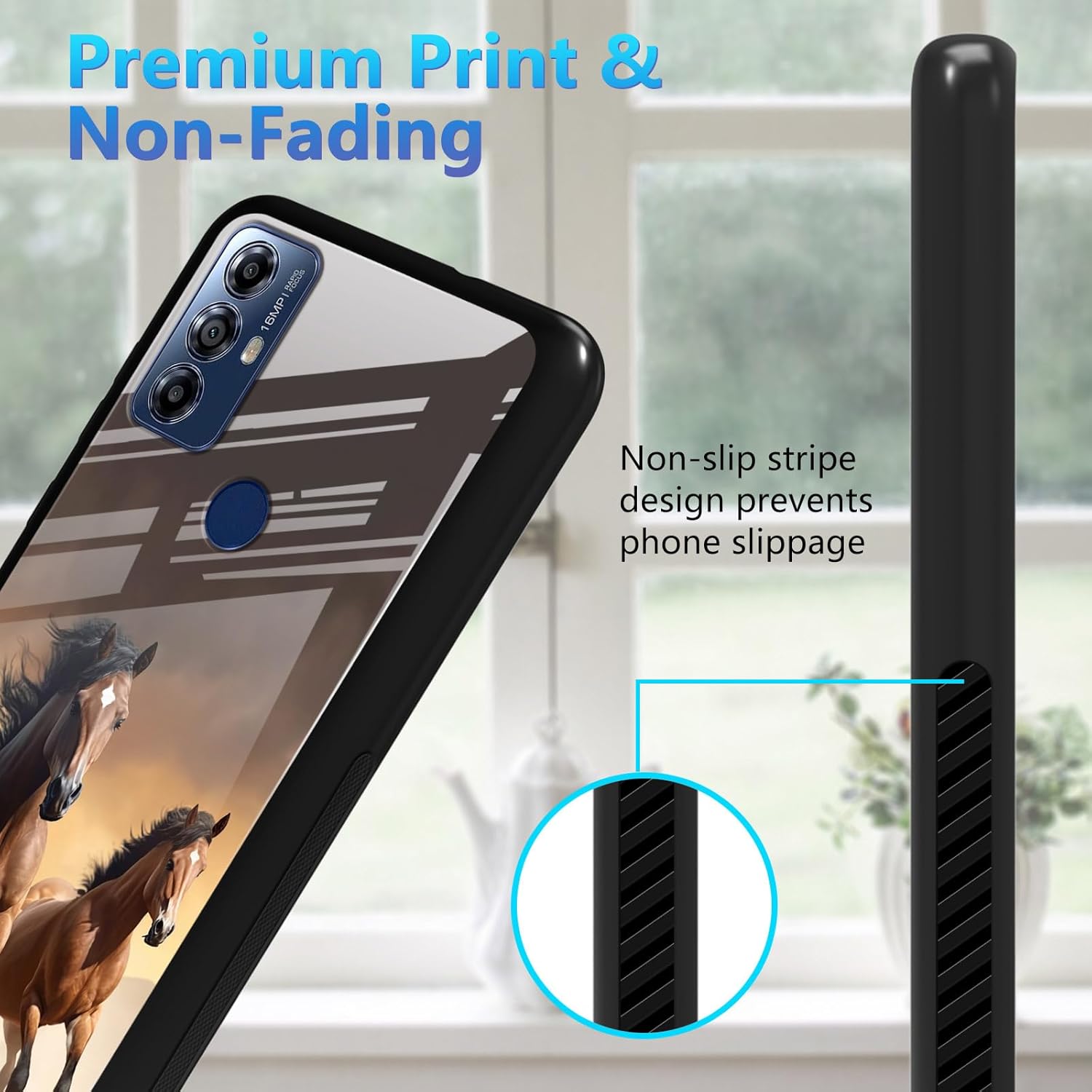 Funda para Motorola Moto G Play 2023 con protector de pantalla, parte trasera de vidrio templado + funda de silicona suave TPU absorción de golpes