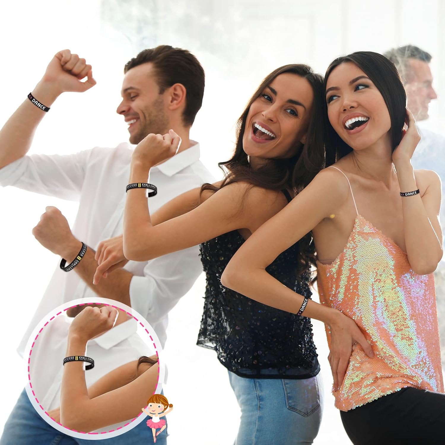 Deekin Paquete de 36 pulseras motivacionales de ballet, pulsera de goma de silicona con mensajes inspiradores, regalos de baile para niñas, premio
