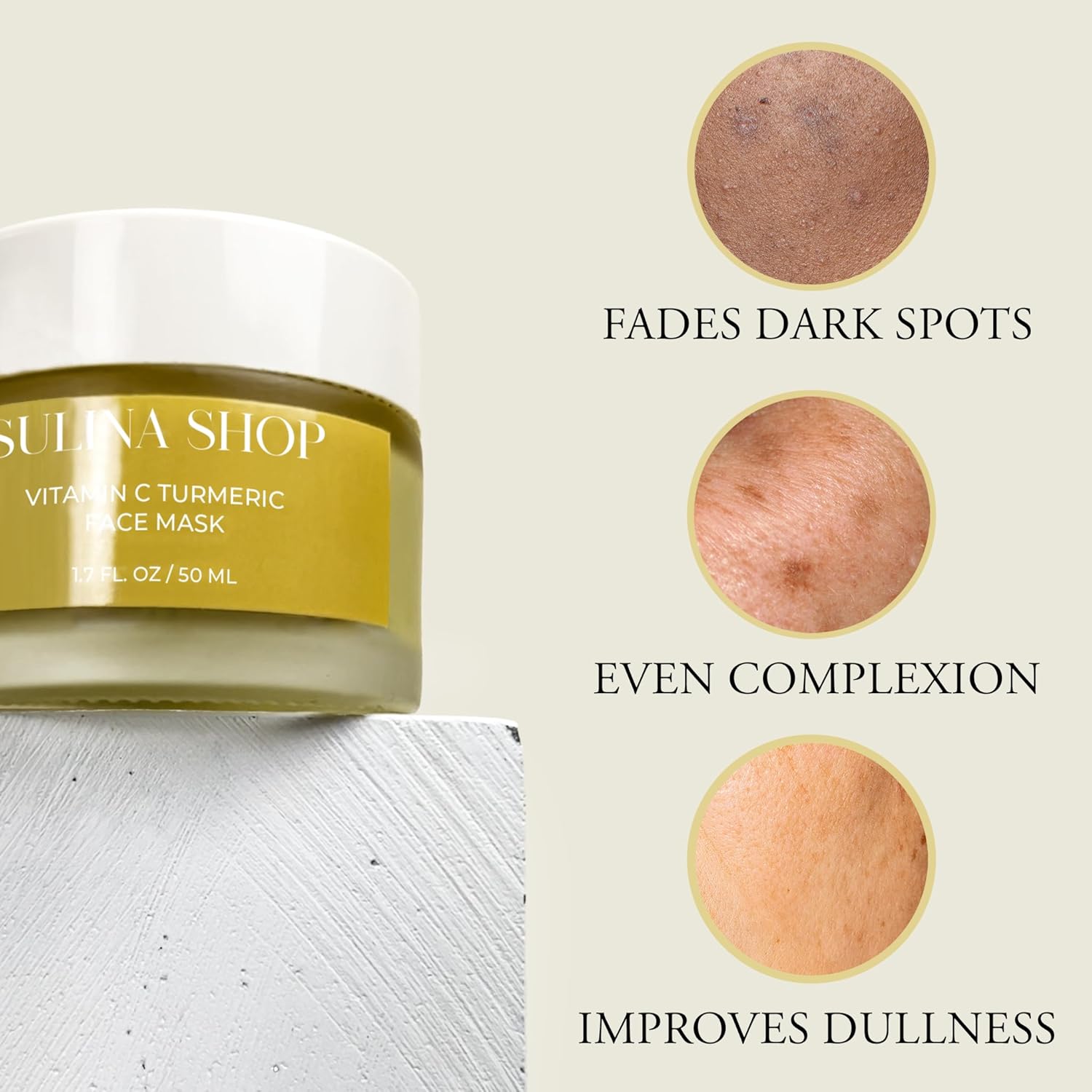 Mascarilla facial de cúrcuma con vitamina C para manchas oscuras e hiperpigmentación  Niacinamida  Probióticos