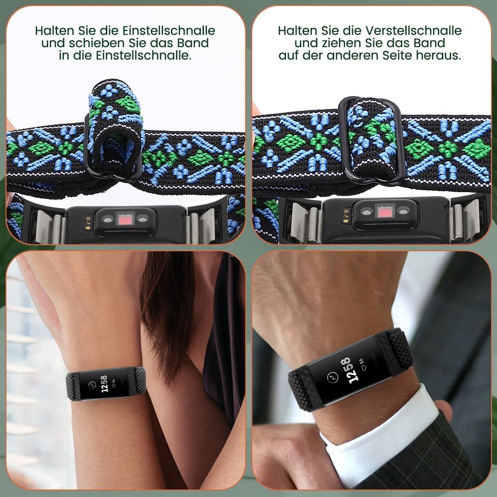 Bandas compatibles con Fitbit Charge 2 bandas para mujeres y hombres, edición clásica y especial, correa de repuesto de nailon elástico ajustable