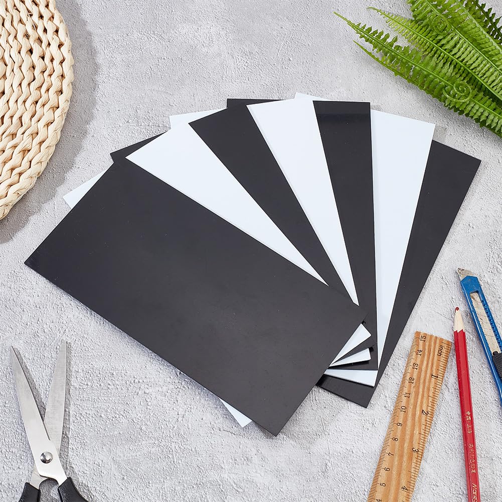 OLYCRAFT 8 hojas de plástico ABS negro de 0.04 a 0.06 pulgadas de grosor, 3.9 x 7.9 pulgadas, placas de plástico ABS blanco, hoja de plástico duro