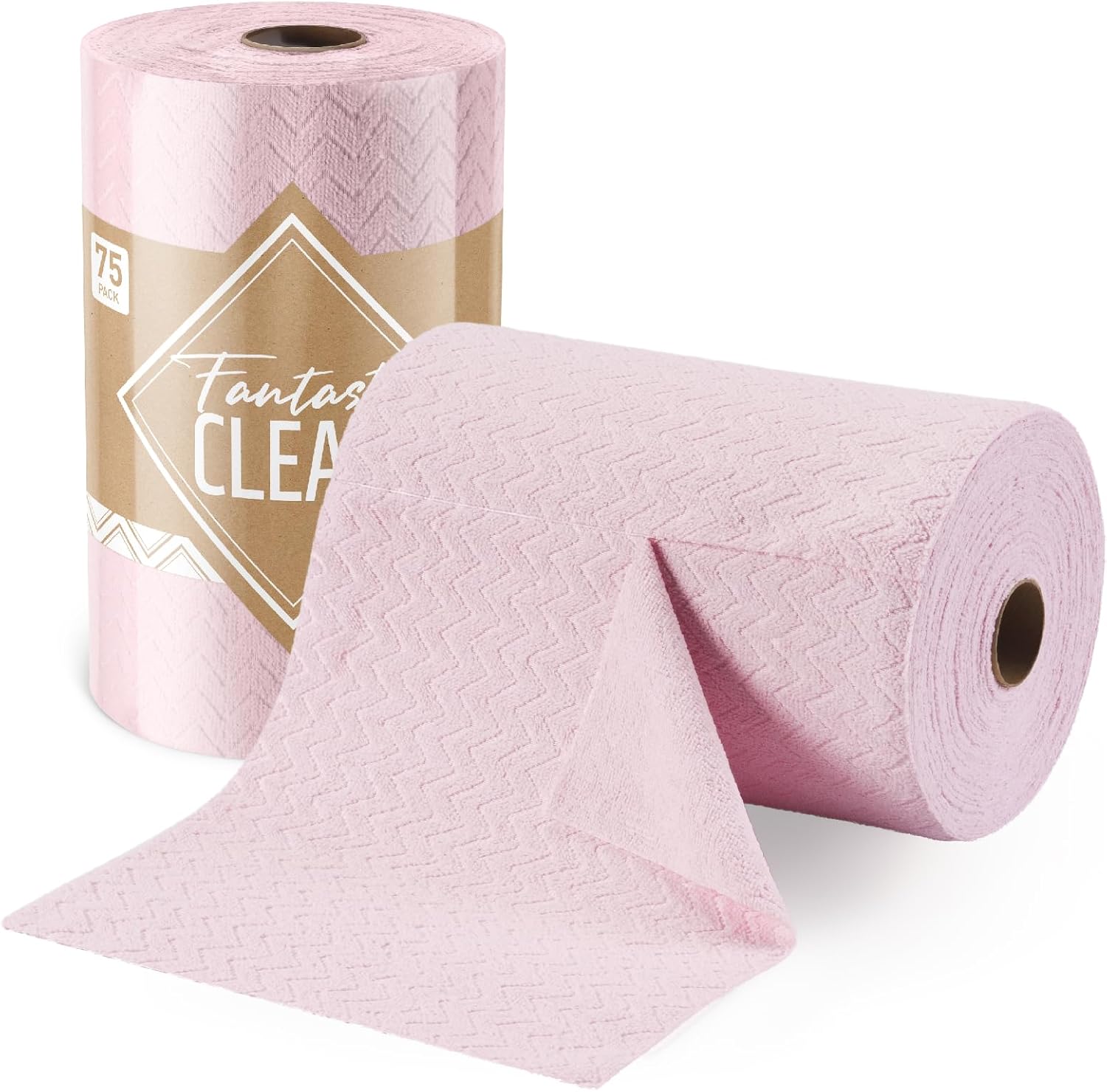 Fantasticlean Rollo de paño de limpieza de microfibra, paquete de 75 toallas de 7.05 ozm, 12 x 12 pulgadas, trapos reutilizables y lavables