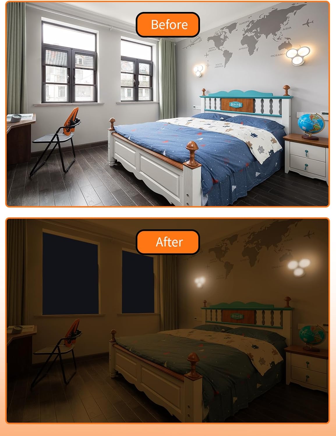 Persianas opacas mejoradas 65 x 59 pulgadas 100 % opacas se puede cortar tú mismo Cortinas opacas blancas portátiles para ventanas, tiras de cinta