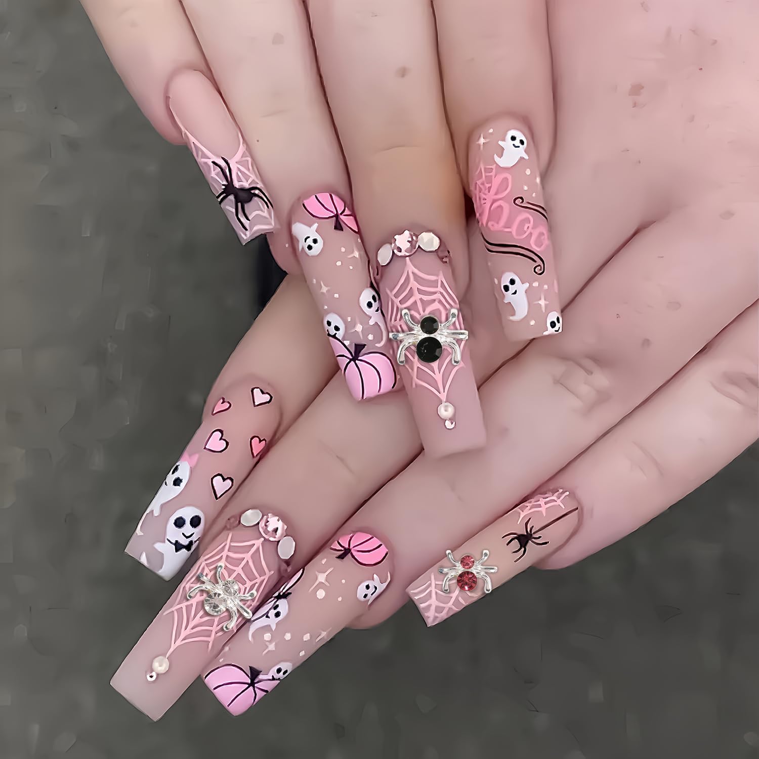 36 dijes de uñas de araña de cristal coloridos para uñas acrílicas, dijes de Halloween brillantes de KXAMELIE con gemas de diamantes de imitación,