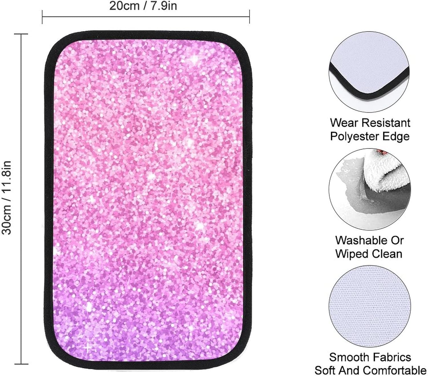 Decoración de consola central de automóvil con purpurina rosa degradada, funda para reposabrazos de pasamanos, fundas interiores brillantes para