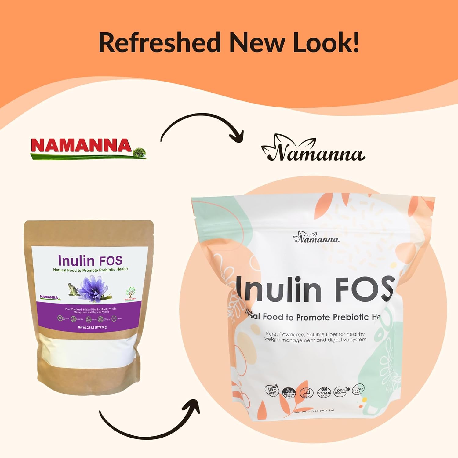 Pure Inulina FOS en polvo  Edulcorante prebiótico natural de fibra intestinal y soluble de raíz de achicoria, promueve la becteria beneficiosa,