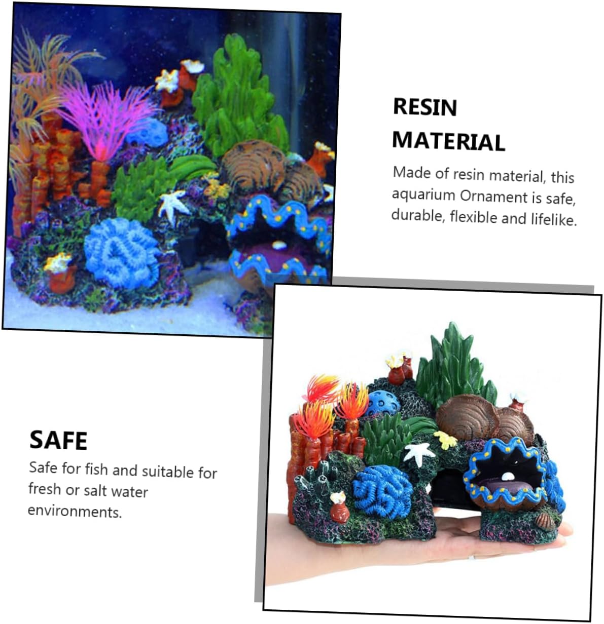 balacoo Adornos de arrecife de coral, joyería de caracola, adornos de acuario de montaña, cueva de roca, accesorios de pecera de arrecife de coral
