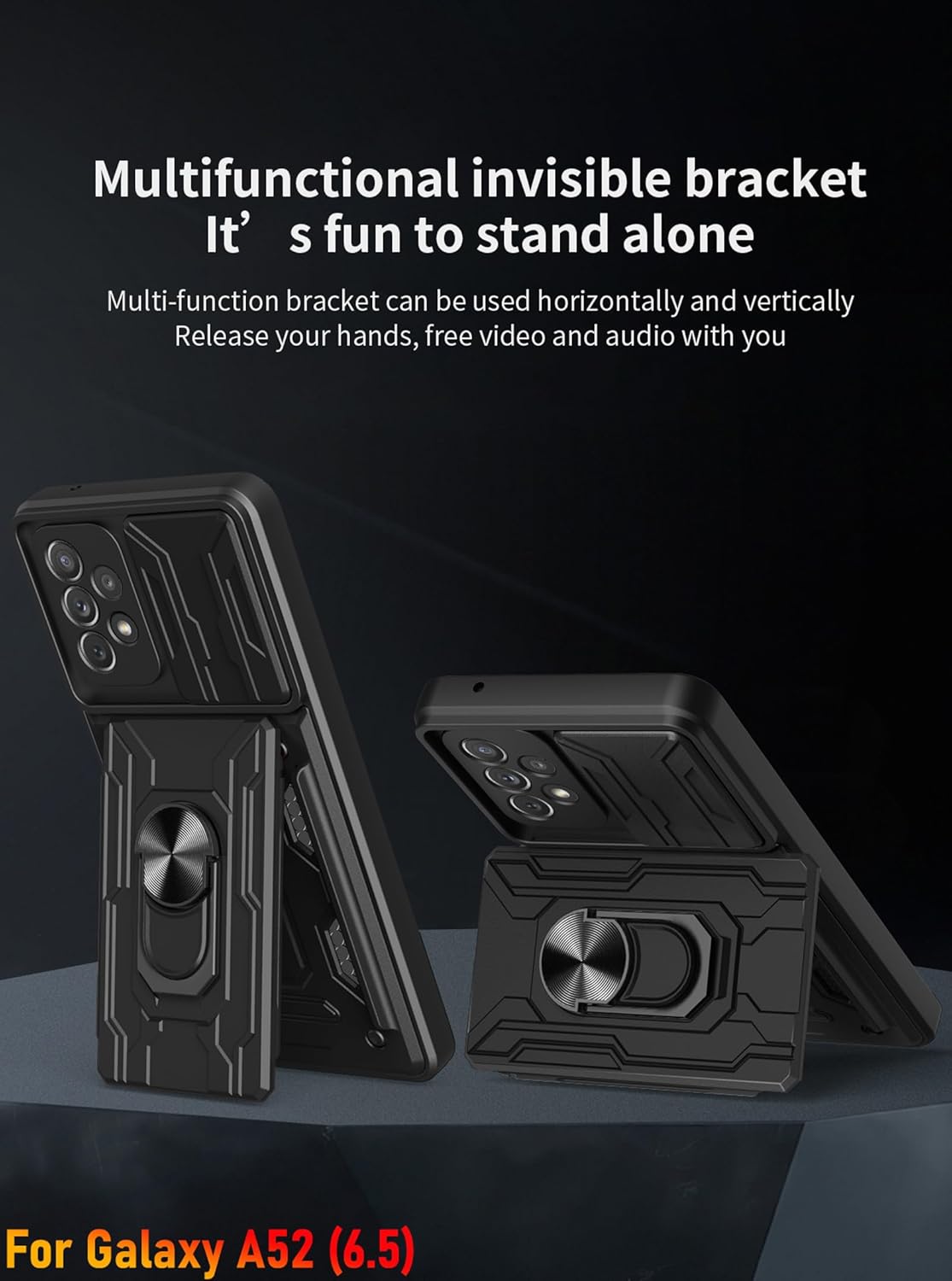 Funda tipo cartera para Samsung Galaxy A52 (5G) de 6.5 pulgadas, ranura para tarjetas de crédito, puerta corrediza, diseño portátil, doble capa