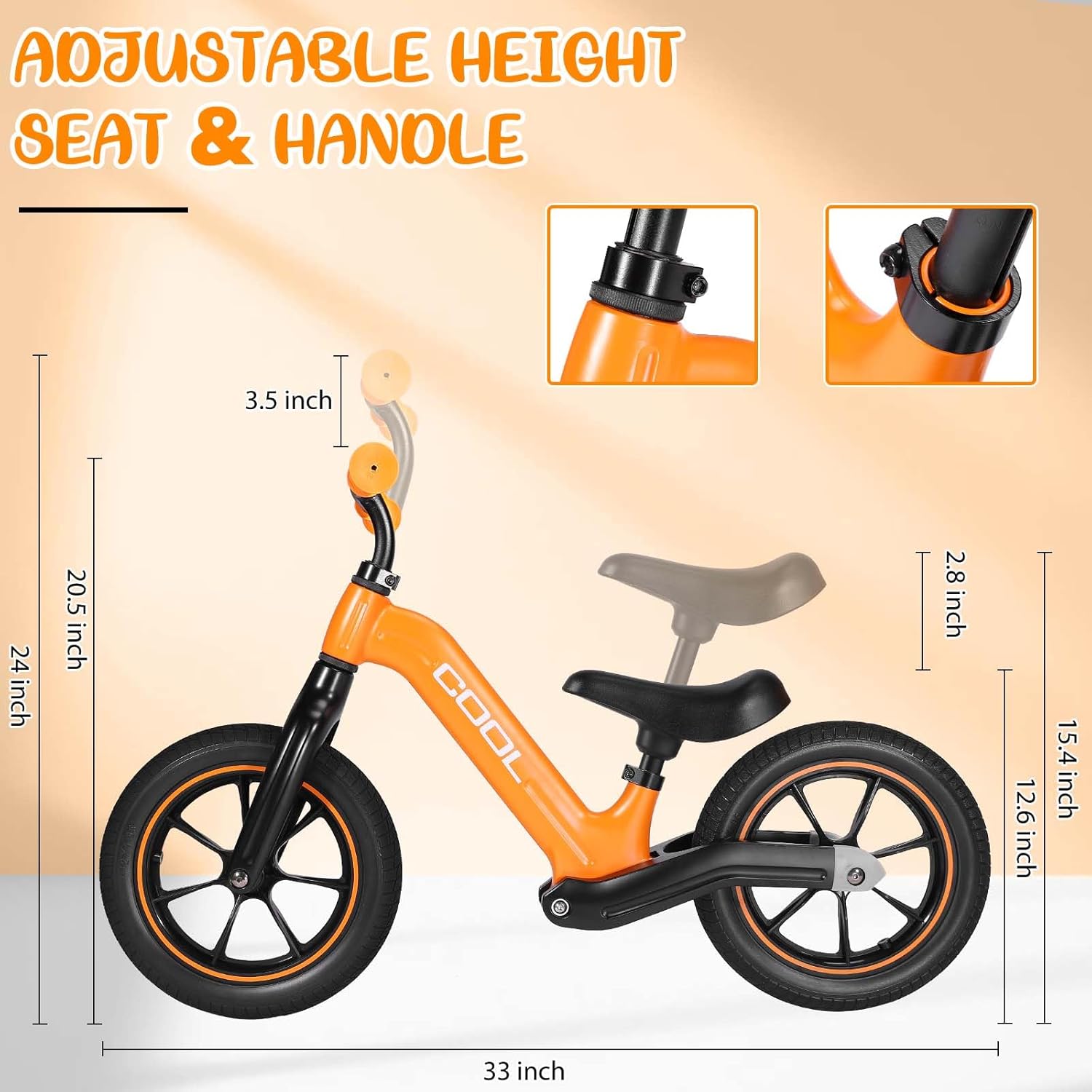 CCCDF Bicicleta de equilibrio para niños de 2 años, bicicleta de empuje de 12 pulgadas, bicicleta deportiva de entrenamiento temprano, asiento y