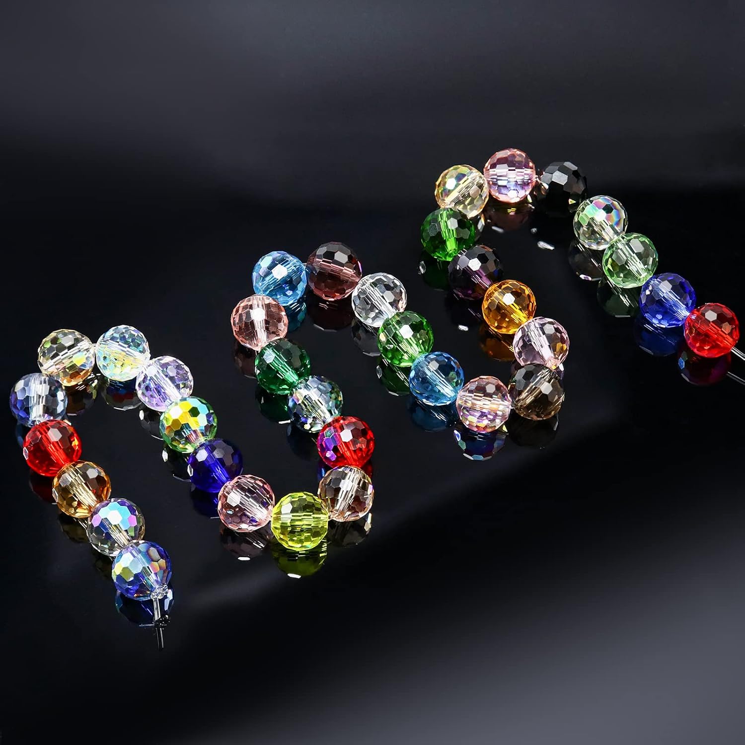 Cuentas de cristal redondas de 0.394 pulgadas para la fabricación de joyas, cuentas de cristal facetadas azul oscuro para manualidades, pulseras,