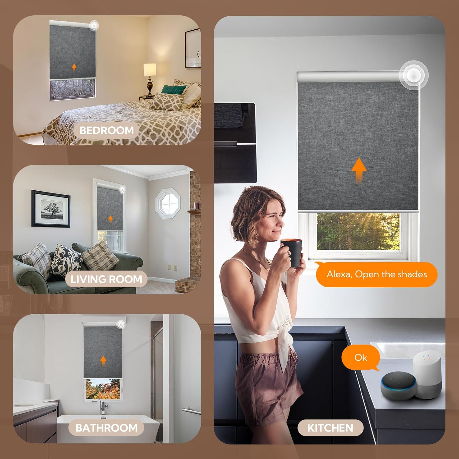 Persianas motorizadas con control remoto, persianas inteligentes opacas para ventana, persianas automáticas inalámbricas, persianas eléctricas