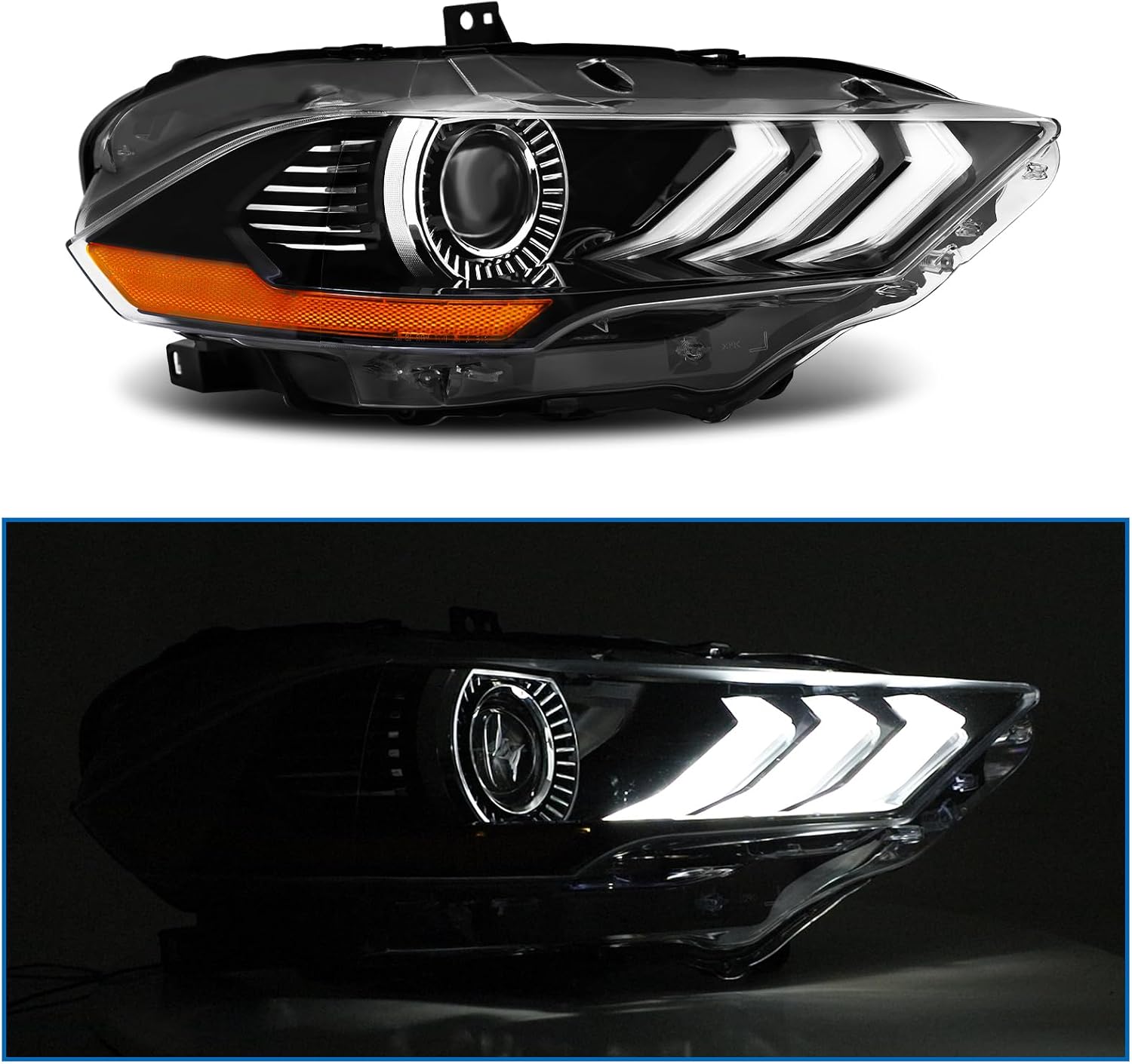 Conjunto de faros delanteros para 2018 Mustang 2019 Mustang 2020 Mustang 18 Mustang 19 Mustang 20 Ford Mustang 2018-2020 18-20 Mustang faro con luz