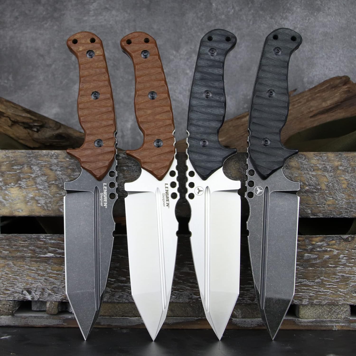 LENGREN Cuchillo pesado Sleipner de acero de espiga completa de 10.7 pulgadas, hoja fija, cuchillo táctico de campamento al aire libre, mango de
