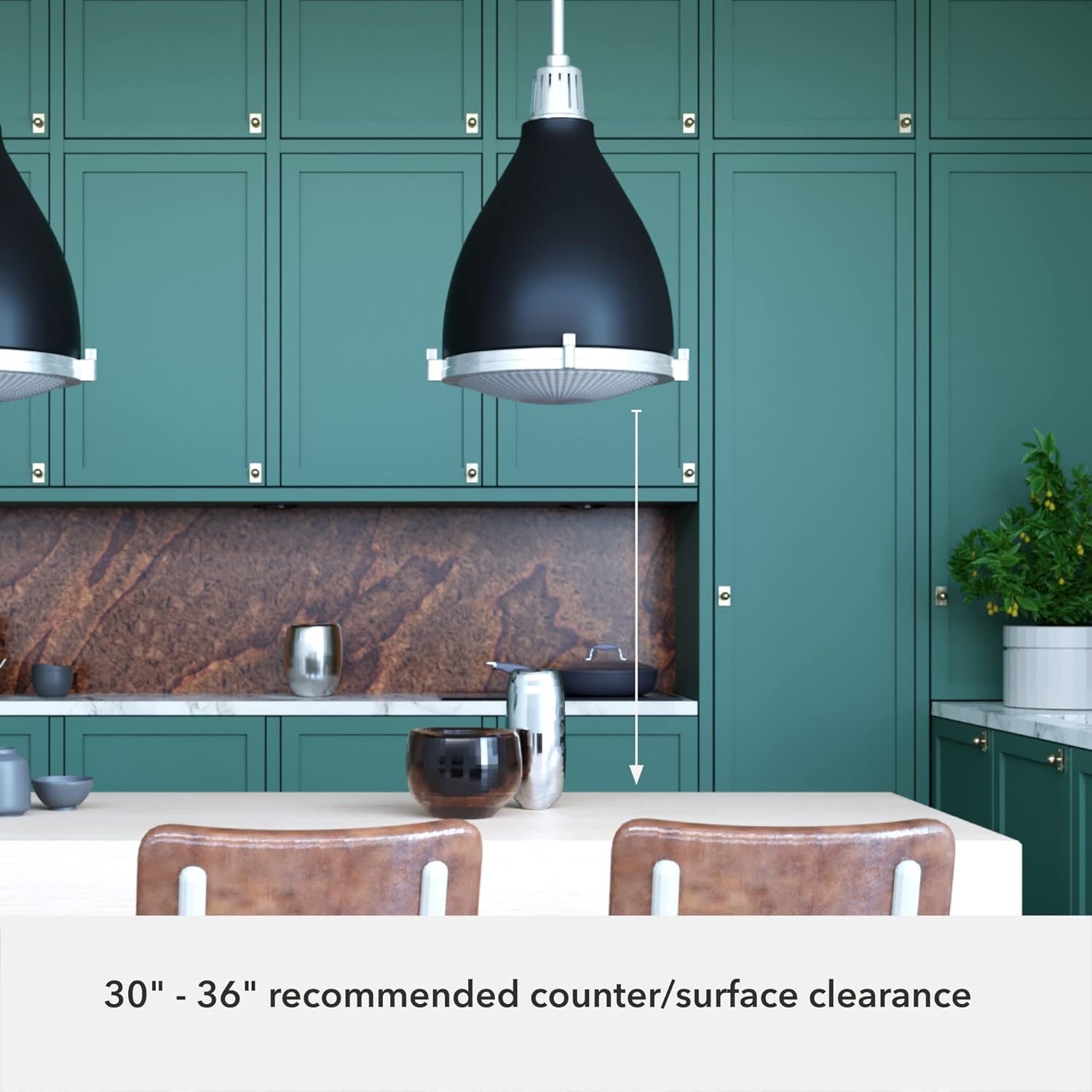 Hunter – Bluff View – Lámpara colgante de 3 luces, color negro mate, tamaño mediano, regulable, estilo casual, con forma de campana, para
